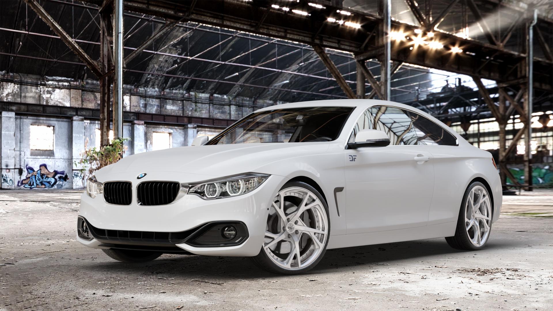 OXFORGED MP3 silver brush, lip polish Felge mit Reifen silber in 20Zoll Alufelge auf weissem BMW 420d Typ F32 (Coupé) 428i xDrive 435i 430d 420i 435d 425d F36 (Gran Coupe) 418d 418i 430i 440i 4er Coupé (3C) ⬇️ mit 15mm Tieferlegung ⬇️ Old Industrial Hall_max_4400mm_2024 Frontansicht_1