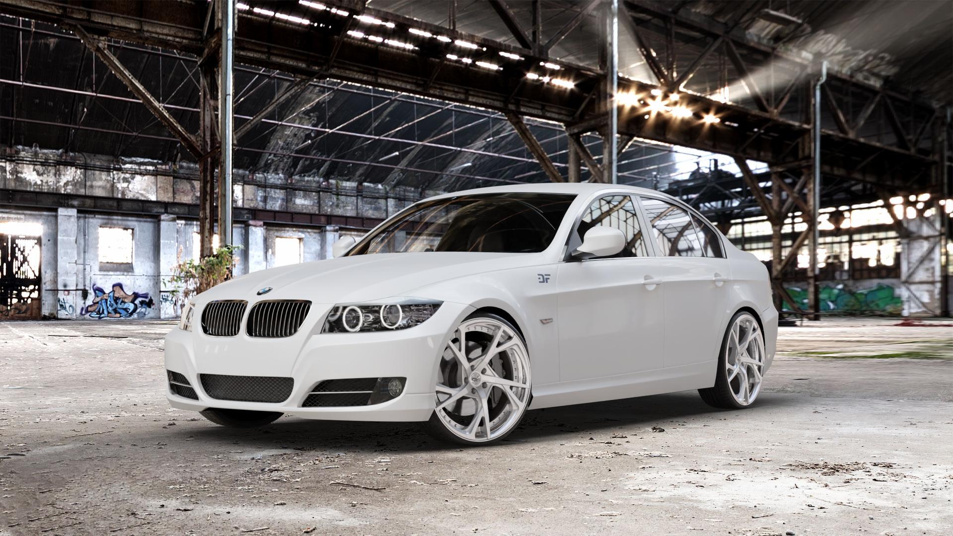 OXFORGED MP3 silver brush, lip polish Felge mit Reifen silber in 21Zoll Alufelge auf weissem BMW 318i Typ E90 (Limousine) 320i 335i 335d 318d 320d 325i 330i 330d 316i 325xi 330xi 325d 330xd 320si M3 (M390) 320xd 316d 335xi 323i CRT 3er Limousine (390L, 3 ⬇️ mit 15mm Tieferlegung ⬇️ Old Industrial Hall_max_5300mm_2024 Frontansicht_1