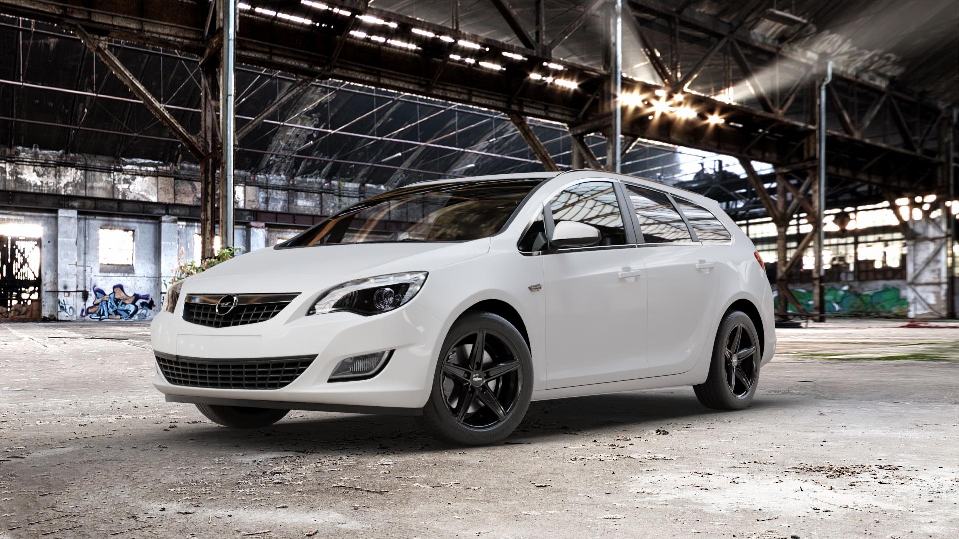 OXIGIN 18 Concave black Felge mit Reifen schwarz in 17Zoll Winterfelge Alufelge auf weissem Opel Astra J Sports Tourer Typ P-J/SW Facelift ⬇️ mit 15mm Tieferlegung ⬇️ Old Industrial Hall_max_5300mm_2024 Frontansicht_1