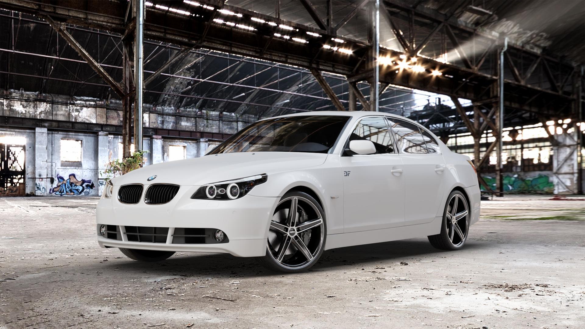 OXIGIN 18 Concave black full polish Felge mit Reifen silber schwarz mehrfarbig in 20Zoll Winterfelge Alufelge auf weissem BMW 520i Typ E60 (Limousine) 525i 530i 530d 525d M5 535d 545i 523i 540i 550i 520d 525xd 530xd 530xi 525xi 5er Limousine (560L, 560X) ⬇️ mit 15mm Tieferlegung ⬇️ Old Industrial Hall_max_5300mm_2024 Frontansicht_1