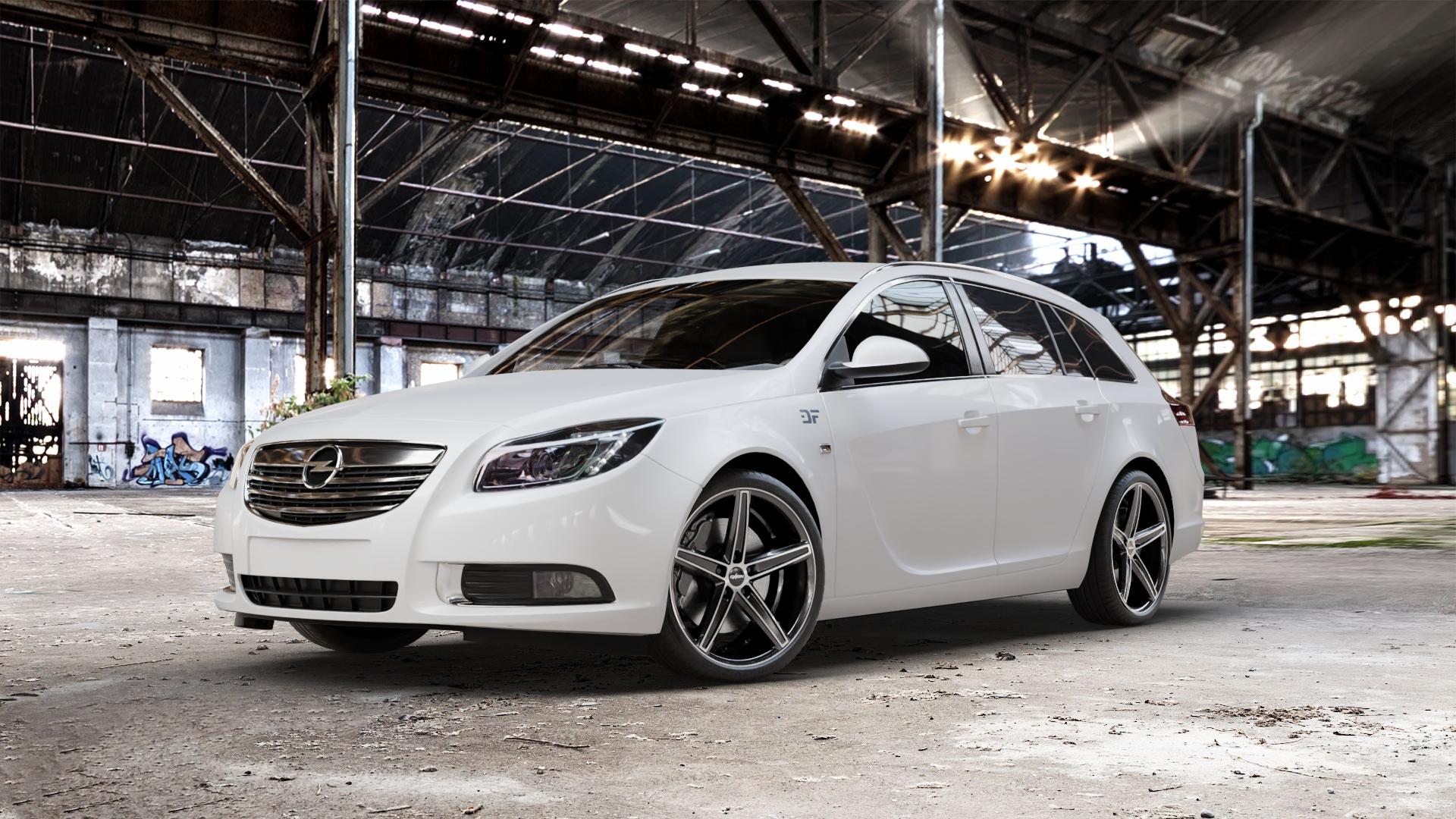 OXIGIN 18 Concave black full polish Felge mit Reifen silber schwarz mehrfarbig in 20Zoll Winterfelge Alufelge auf weissem Opel Insignia I Sports Tourer Facelift ⬇️ mit 15mm Tieferlegung ⬇️ Old Industrial Hall_max_5300mm_2024 Frontansicht_1
