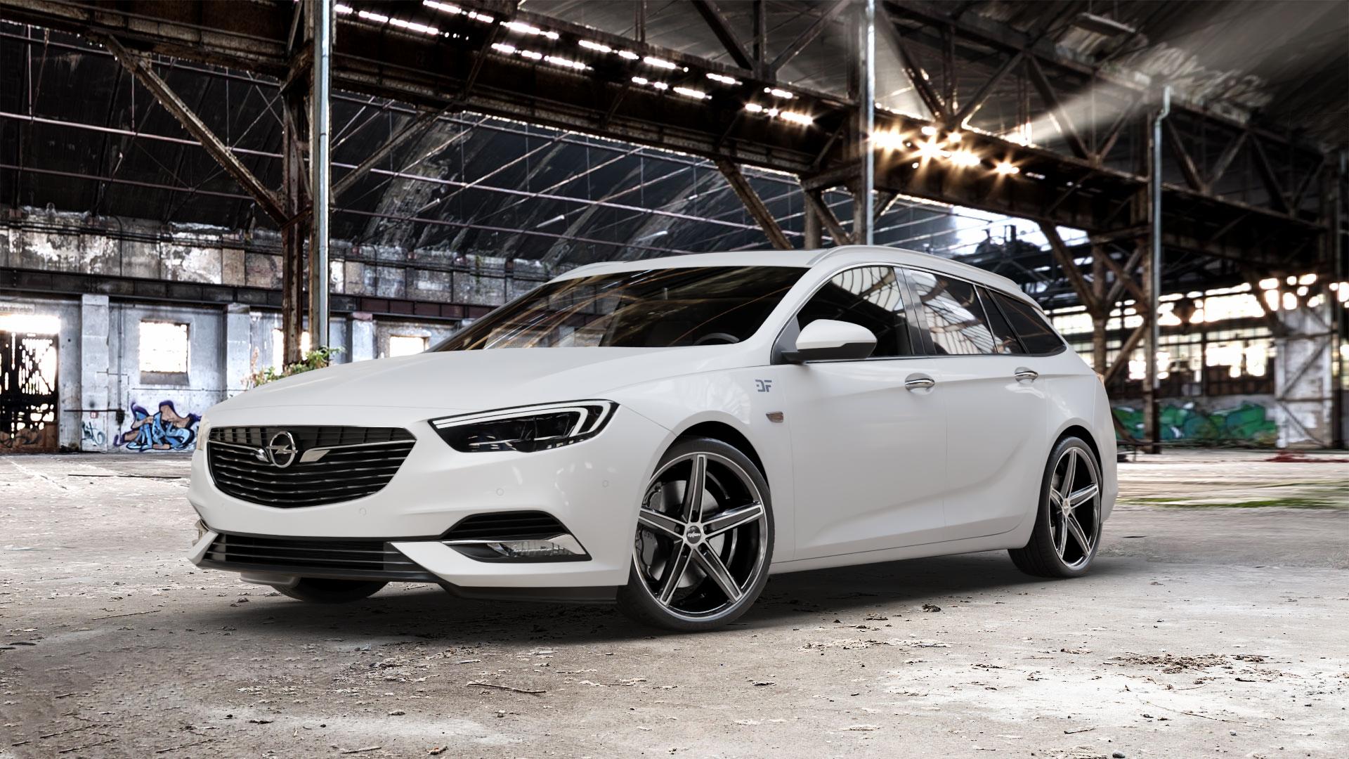 OXIGIN 18 Concave black full polish Felge mit Reifen silber schwarz mehrfarbig in 20Zoll Winterfelge Alufelge auf weissem Opel Insignia II Sports Tourer Typ Z-B ⬇️ mit 15mm Tieferlegung ⬇️ Old Industrial Hall_max_5300mm_2024 Frontansicht_1