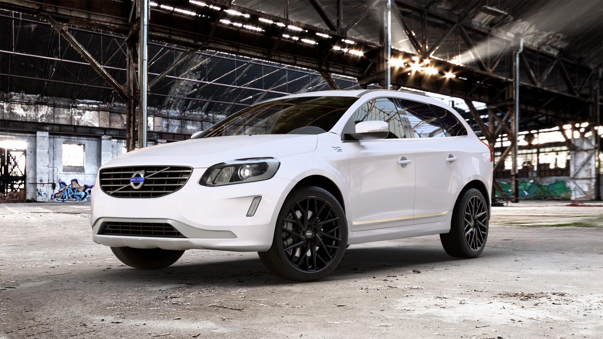 OXIGIN 28 Oxmove black matt Felge mit Reifen schwarz in 20Zoll Winterfelge Alufelge auf weissem Volvo XC60 Typ D Facelift ⬇️ mit 15mm Tieferlegung ⬇️ Old Industrial Hall_max_5300mm_2024 Frontansicht_1