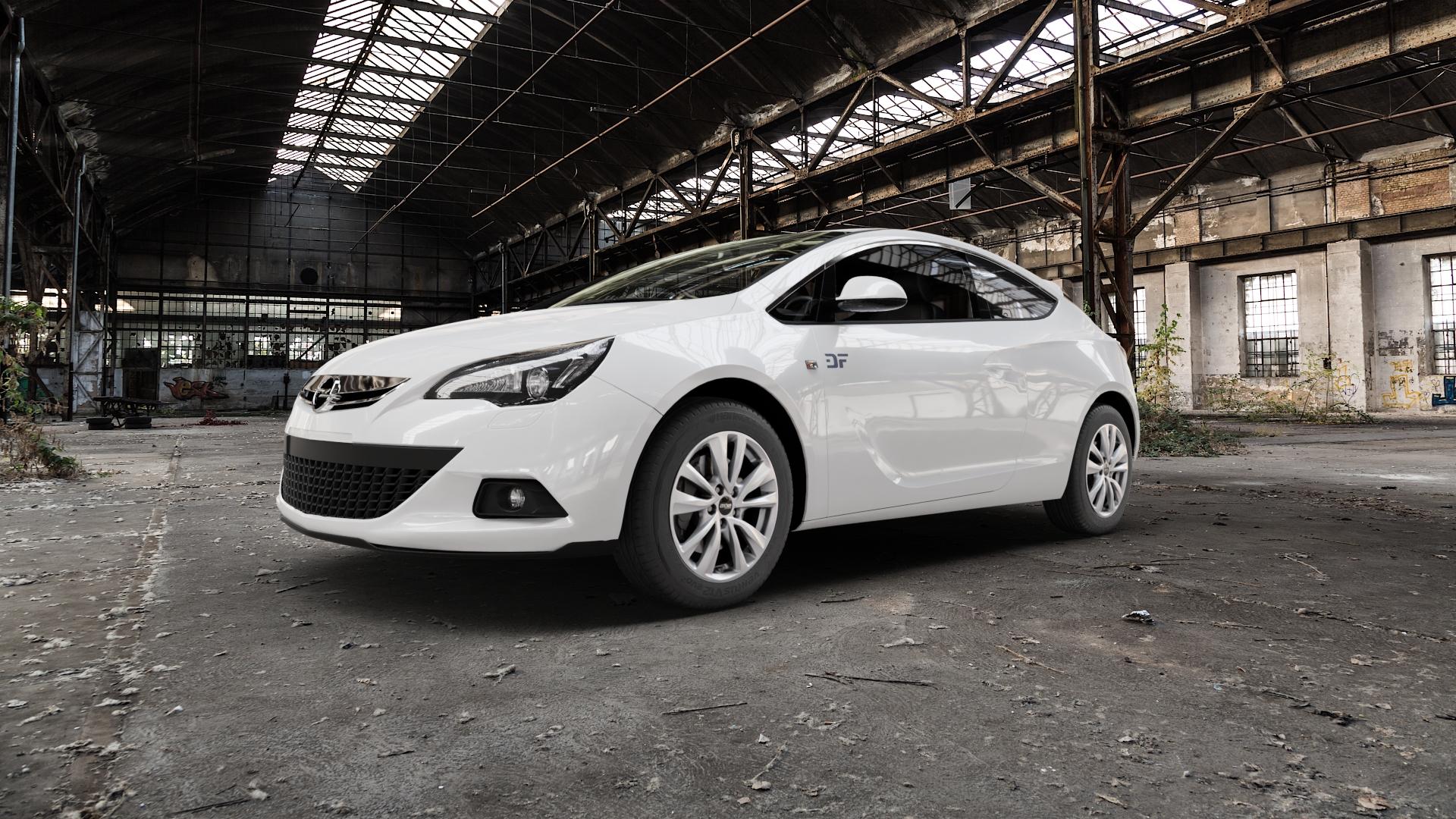 OXXO OBERON 5 silver Felge mit Reifen silber in 17Zoll Winterfelge Alufelge auf weissem Opel Astra J GTC Typ P-J/SW ⬇️ mit 15mm Tieferlegung ⬇️ Old Industrial Hall_max5000mm_2022 Frontansicht_1