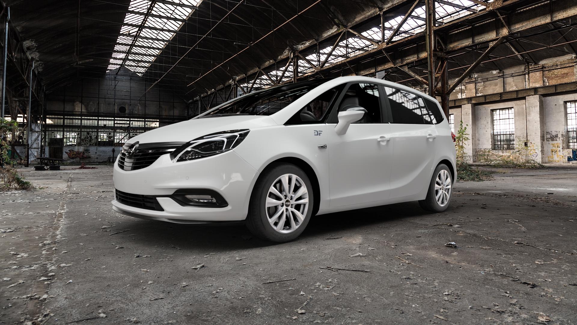 OXXO OBERON 5 silver Felge mit Reifen silber in 17Zoll Winterfelge Alufelge auf weissem Opel Zafira C Tourer Facelift ⬇️ mit 15mm Tieferlegung ⬇️ Old Industrial Hall_max5000mm_2022 Frontansicht_1