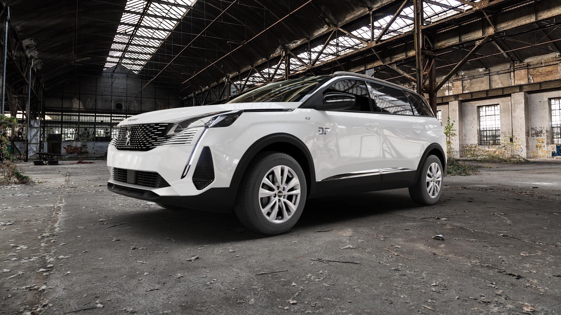 OXXO OBERON 5 silver Felge mit Reifen silber in 17Zoll Winterfelge Alufelge auf weissem Peugeot 5008 II Typ M Facelift ⬇️ mit 15mm Tieferlegung ⬇️ Old Industrial Hall_max5000mm_2022 Frontansicht_1