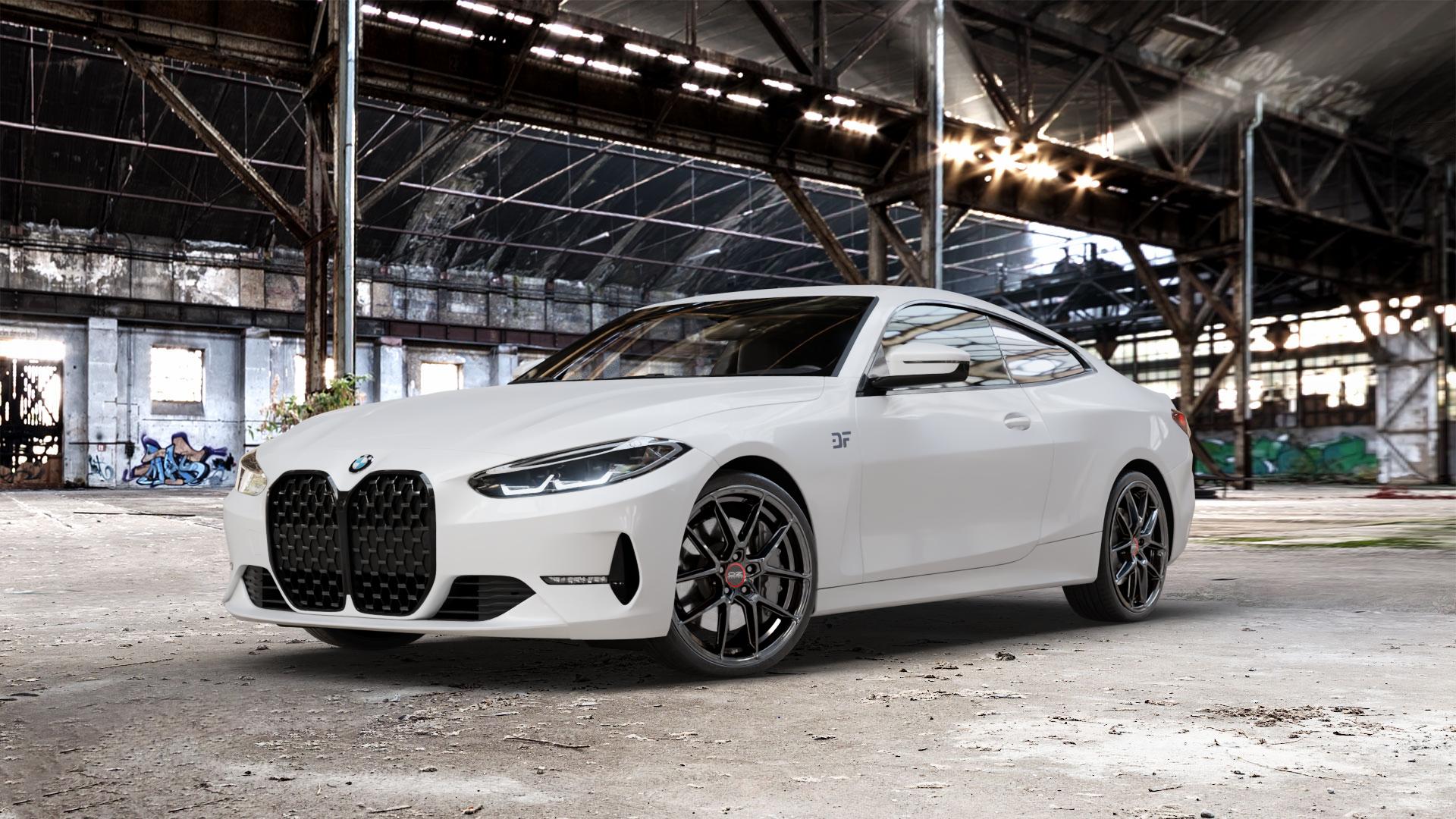 OZ RACING ESTREMA GT HLT HYPER TITANIUM Felge mit Reifen grau silber in 20Zoll Winterfelge Alufelge auf weissem BMW M4 Typ G82 (Coupe) CSL 4er G22 Coupé (G3C) ⬇️ mit 15mm Tieferlegung ⬇️ Old Industrial Hall_max_5300mm_2024 Frontansicht_1