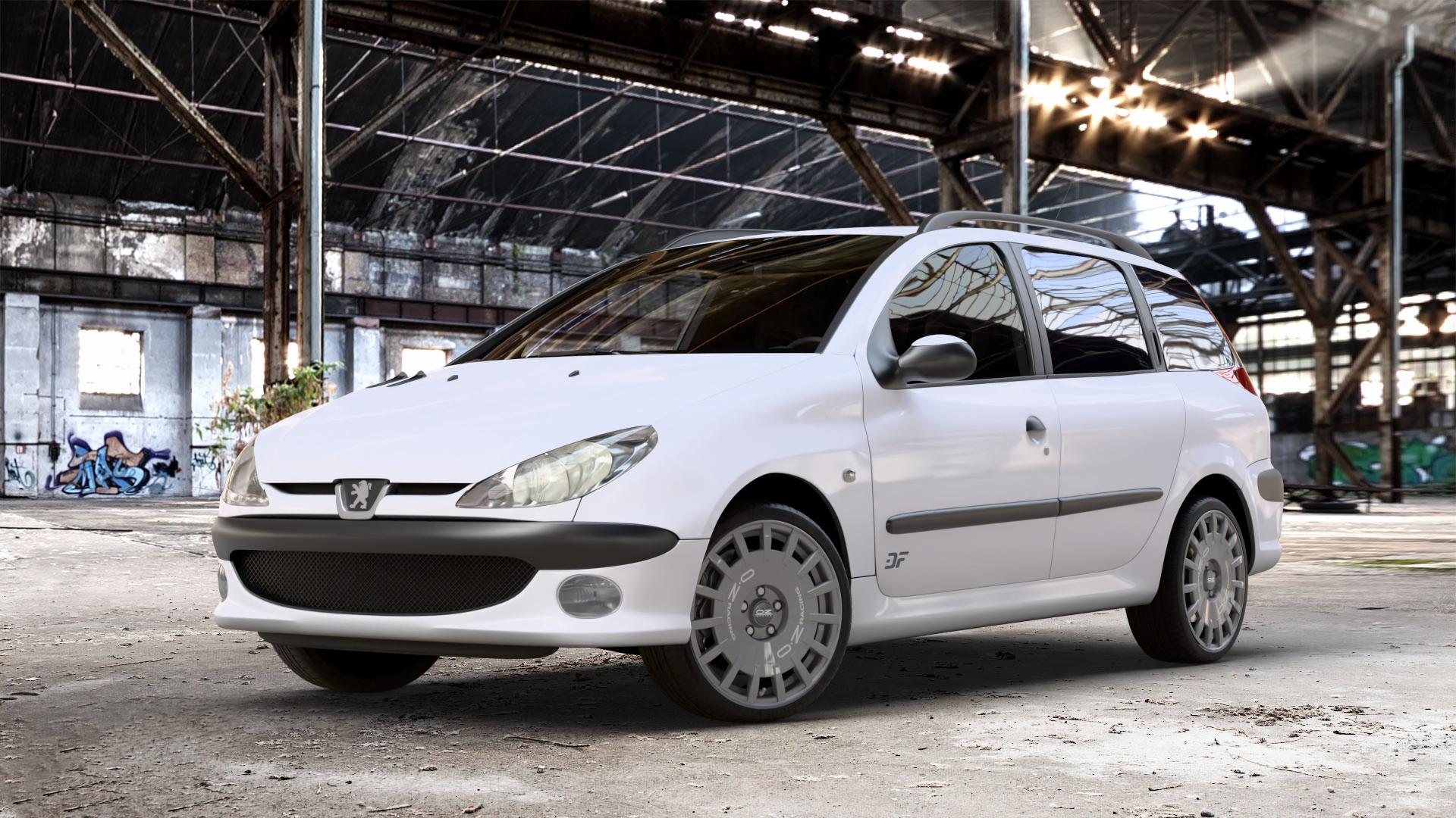 OZ RACING RALLY RACING DARK GRAPHITE SILVER LETTERING Felge mit Reifen grau silber in 17Zoll Winterfelge Alufelge auf weissem Peugeot 206 SW 1,4l 55kW (75 PS) 65kW (88 1,6l 80kW (109 2,0l 100kW (136 HDi 66kW (90 50kW (68 1,1l 44kW (60 ⬇️ mit 15mm Tieferlegung ⬇️ Old Industrial Hall_max_4400mm_2024 Frontansicht_1