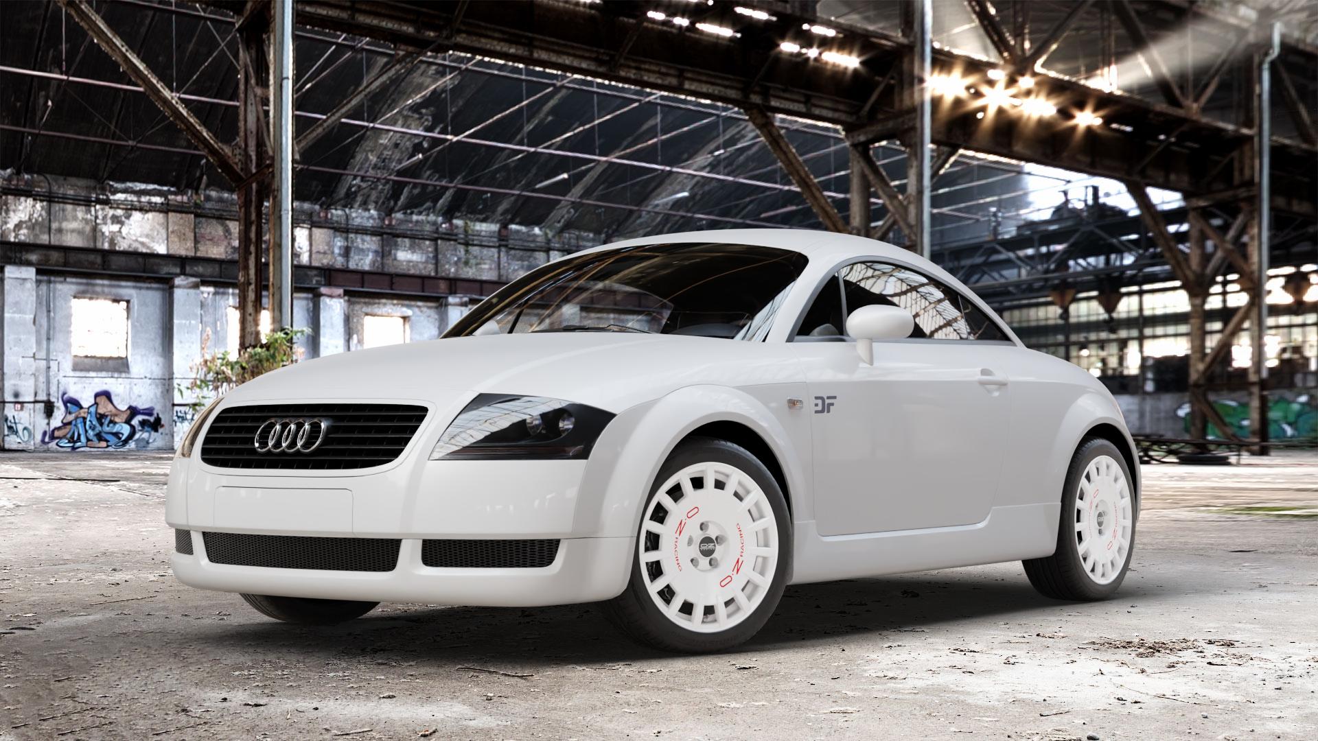 OZ RACING RALLY RACING RACE WHITE + RED LETTERING Felge mit Reifen rot weiss weiß in 17Zoll Winterfelge Alufelge auf weissem Audi TT I Typ 8N (Coupé) 1,8l T 110kW (150 PS) 132kW (179 120kW (163 140kW (190 quattro 165kW (224 176kW (239 3,2l VR6 184kW (250 ⬇️ mit 15mm Tieferlegung ⬇️ Old Industrial Hall_max_4400mm_2024 Frontansicht_1