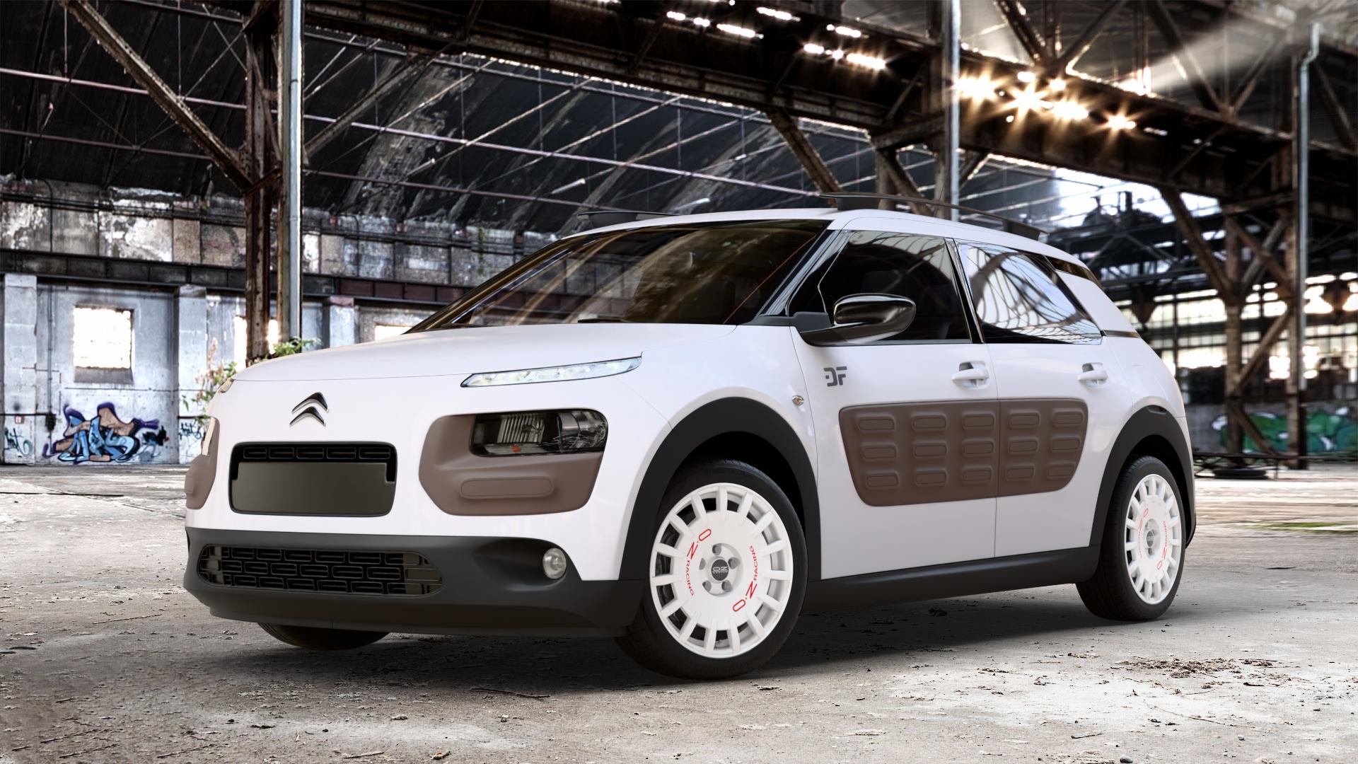 OZ RACING RALLY RACING RACE WHITE + RED LETTERING Felge mit Reifen rot weiss weiß in 17Zoll Winterfelge Alufelge auf weissem Citroen C4 Cactus Typ 0 ⬇️ mit 15mm Tieferlegung ⬇️ Old Industrial Hall_max_4400mm_2024 Frontansicht_1