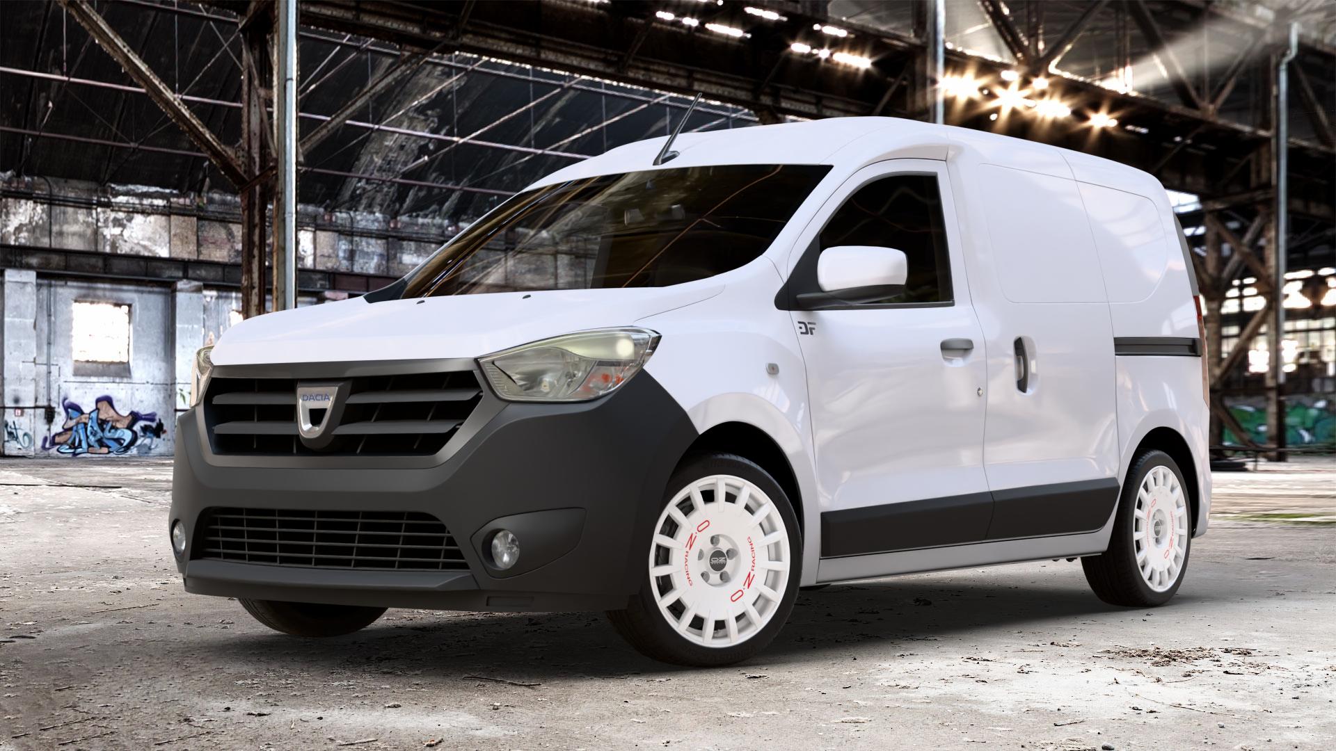 OZ RACING RALLY RACING RACE WHITE + RED LETTERING Felge mit Reifen rot weiss weiß in 17Zoll Winterfelge Alufelge auf weissem Dacia Dokker Express Typ SD 1,2l 16V 84kW (114 PS) 1,5l dCi 55kW (75 66kW (90 1,6l MPI 61kW (83 LPG ⬇️ mit 15mm Tieferlegung ⬇️ Old Industrial Hall_max_4400mm_2024 Frontansicht_1