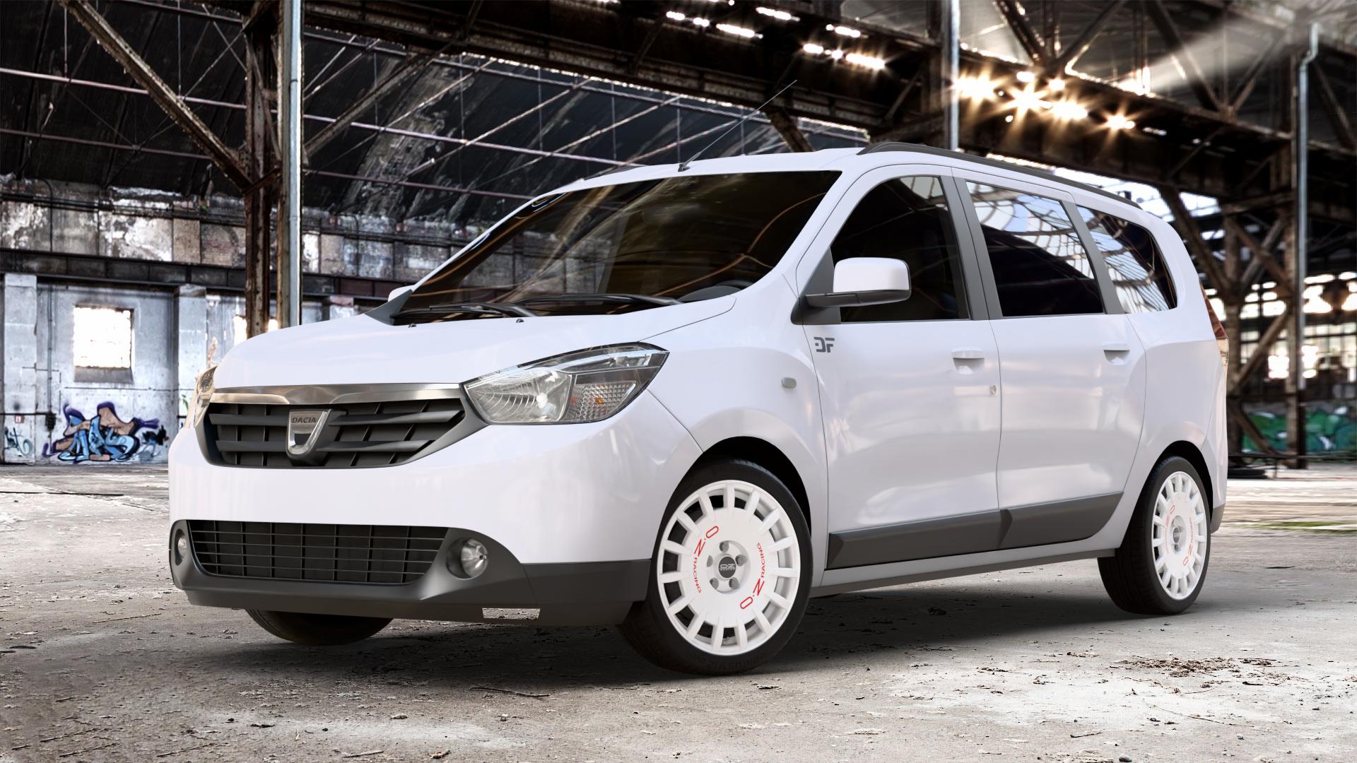 OZ RACING RALLY RACING RACE WHITE + RED LETTERING Felge mit Reifen rot weiss weiß in 17Zoll Winterfelge Alufelge auf weissem Dacia Lodgy Typ SD 1,6l MPI 61kW (83 PS) 1,2l TCe 85kW (116 1,5l dCi 66kW (90 79kW (107 80kW (109 75kW (102 LPG ⬇️ mit 15mm Tieferlegung ⬇️ Old Industrial Hall_max_4400mm_2024 Frontansicht_1