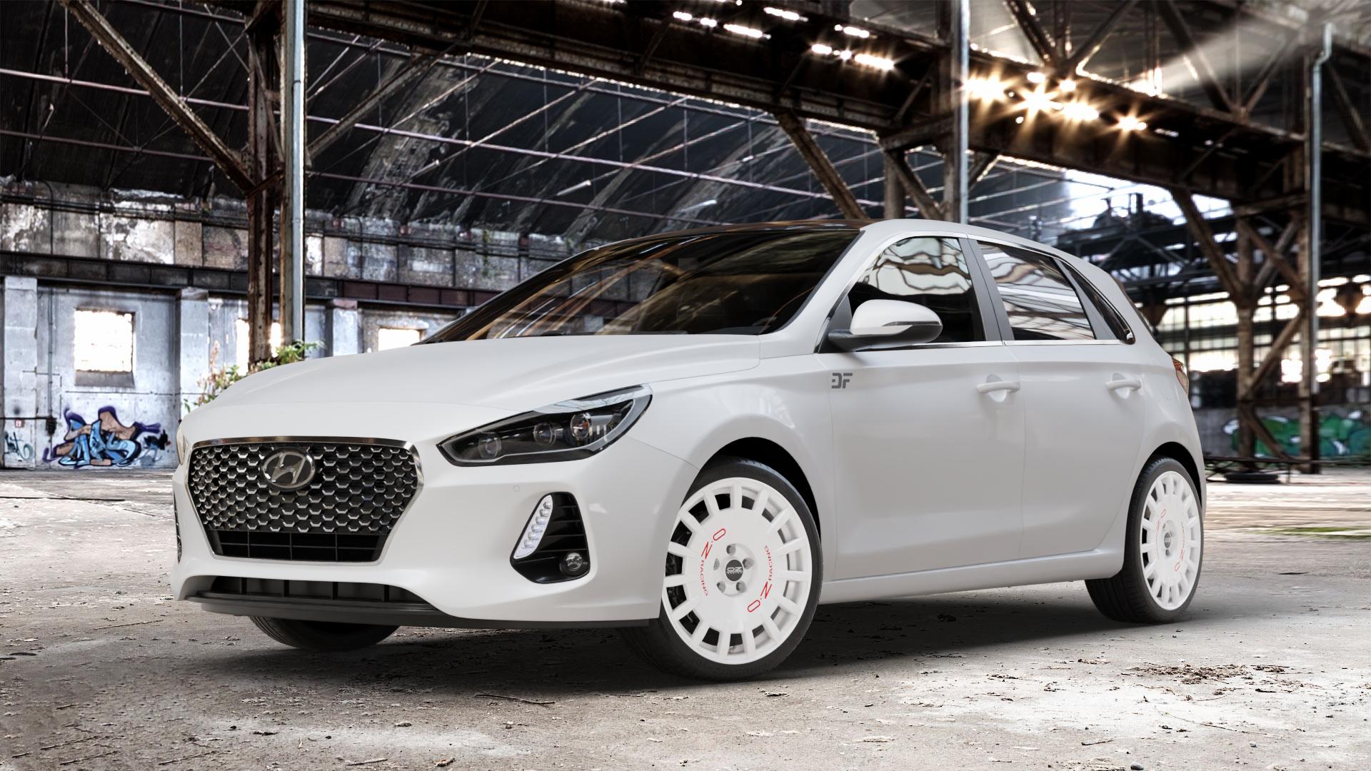 OZ RACING RALLY RACING RACE WHITE + RED LETTERING Felge mit Reifen rot weiss weiß in 18Zoll Winterfelge Alufelge auf weissem Hyundai i30 Typ PDE 1,0l T-GDI 88kW (120 PS) 1,4l MPI 73kW (99 103kW (140 1,6l CRDi 70kW (95 81kW (110 100kW (136 85kW (116 ⬇️ mit 15mm Tieferlegung ⬇️ Old Industrial Hall_max_4400mm_2024 Frontansicht_1
