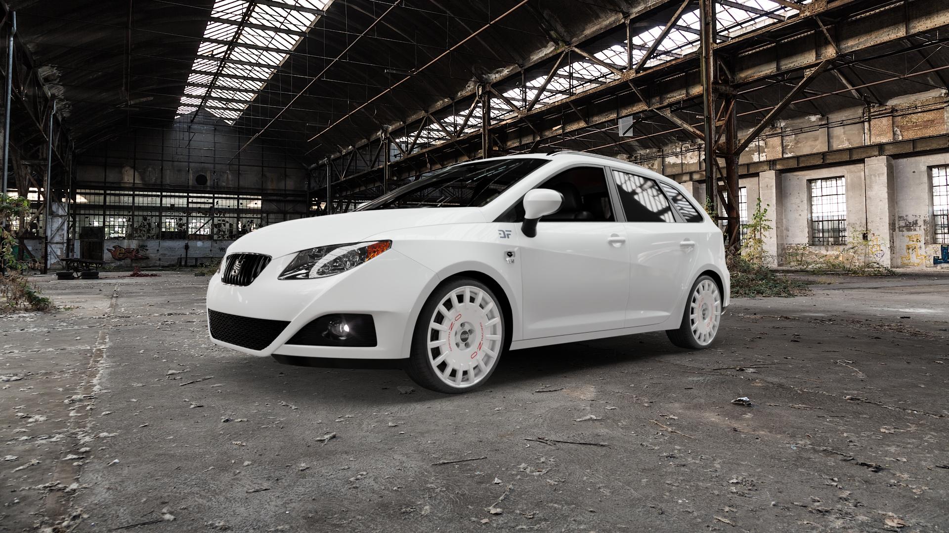 OZ RACING RALLY RACING RACE WHITE + RED LETTERING Felge mit Reifen rot weiss weiß in 18Zoll Winterfelge Alufelge auf weissem Seat Ibiza IV Typ 6J ST ⬇️ mit 15mm Tieferlegung ⬇️ Old Industrial Hall_max5000mm_2022 Frontansicht_1