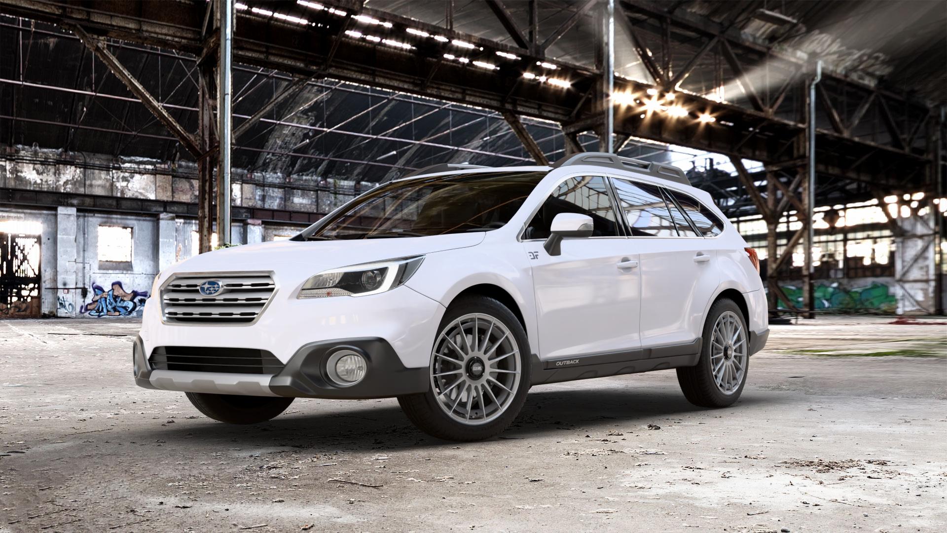 OZ RACING SUPERTURISMO AERO STAR GRAPHITE Felge mit Reifen grau anthrazit grau/silber in 19Zoll Winterfelge Alufelge auf weissem Subaru Outback Typ B6 ⬇️ mit 15mm Tieferlegung ⬇️ Old Industrial Hall_max_5300mm_2024 Frontansicht_1