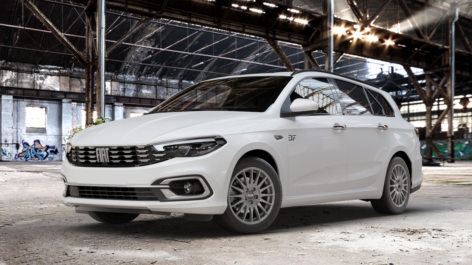 OZ RACING SUPERTURISMO GT GRIGIO CORSA Felge mit Reifen silber anthrazit silber/grau in 16Zoll Winterfelge Alufelge auf weissem Fiat Tipo II Kombi Typ 356 Facelift ⬇️ mit 15mm Tieferlegung ⬇️ Old Industrial Hall_max_4400mm_2024 Frontansicht_1