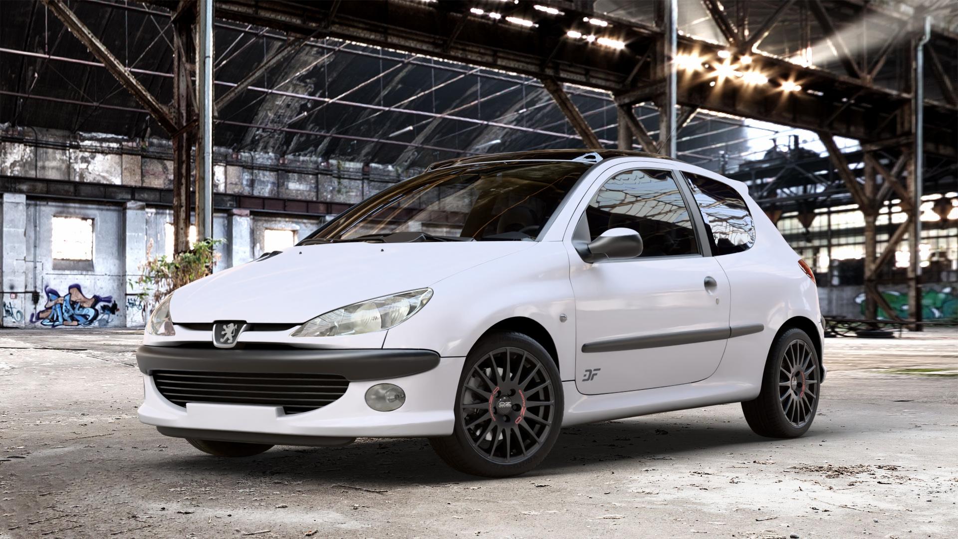 OZ RACING SUPERTURISMO GT MATT BLACK Felge mit Reifen schwarz schwarz matt in 16Zoll Winterfelge Alufelge auf weissem Peugeot 206 1,1l 40kW (54 PS) 44kW (60 1,4l 55kW (75 1,6l 65kW (88 2,0l RC 130kW (177 S16 99kW (135 100kW (136 GT HDi eco 50kW (68 1,9l D 51kW (69 16V 66kW (90 F ⬇️ mit 15mm Tieferlegung ⬇️ Old Industrial Hall_max_4400mm_2024 Frontansicht_1