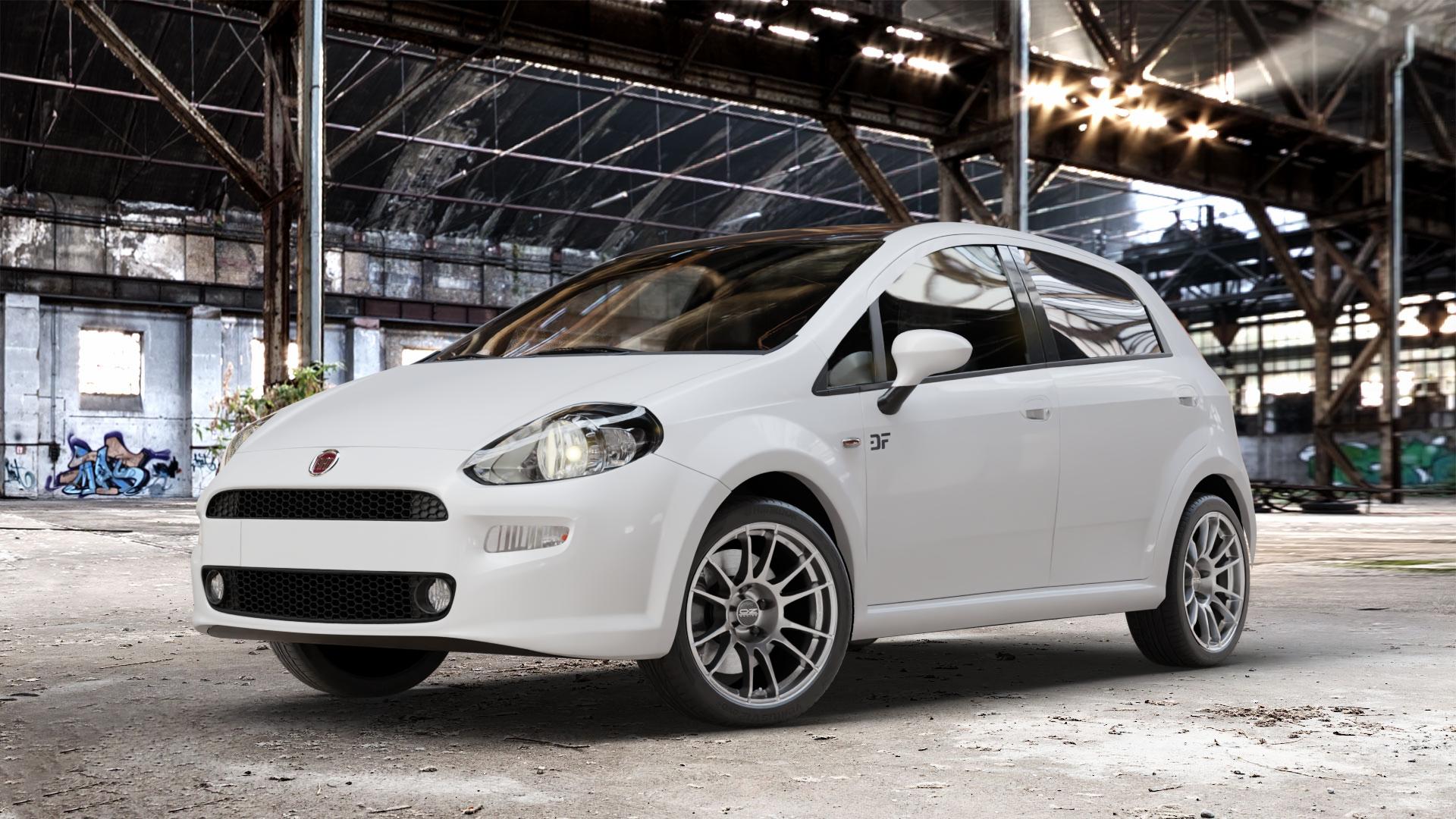 OZ RACING ULTRALEGGERA CRYSTAL TITANIUM Felge mit Reifen grau silber/grau in 17Zoll Winterfelge Alufelge auf weissem Fiat Punto / Grande Typ 199 (12->) ⬇️ mit 15mm Tieferlegung ⬇️ Old Industrial Hall_max_4400mm_2024 Frontansicht_1