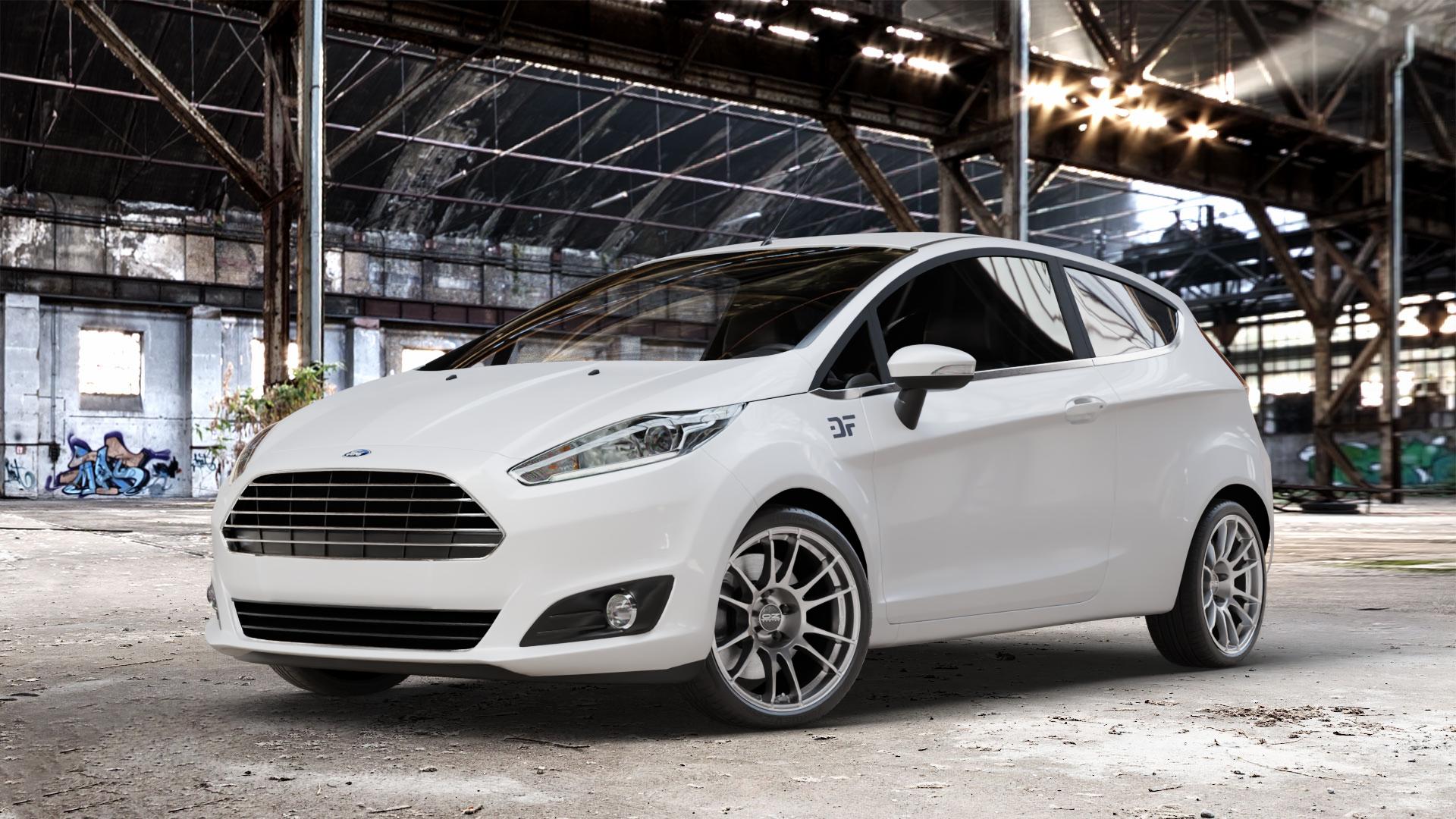 OZ RACING ULTRALEGGERA CRYSTAL TITANIUM Felge mit Reifen grau silber/grau in 17Zoll Winterfelge Alufelge auf weissem Ford Fiesta VI Typ JA8 Facelift ⬇️ mit 15mm Tieferlegung ⬇️ Old Industrial Hall_max_4400mm_2024 Frontansicht_1