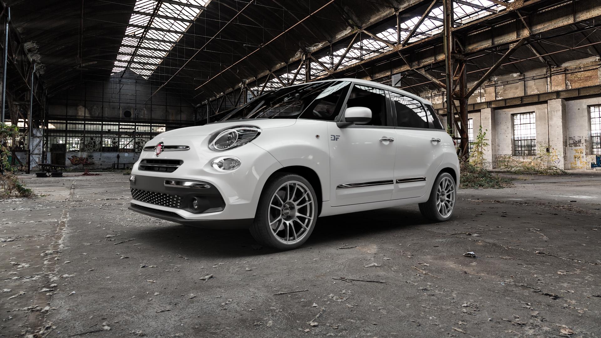 OZ RACING ULTRALEGGERA CRYSTAL TITANIUM Felge mit Reifen grau silber/grau in 18Zoll Winterfelge Alufelge auf weissem Fiat 500 L Typ 199 Trekking ⬇️ mit 15mm Tieferlegung ⬇️ Old Industrial Hall_max5000mm_2022 Frontansicht_1
