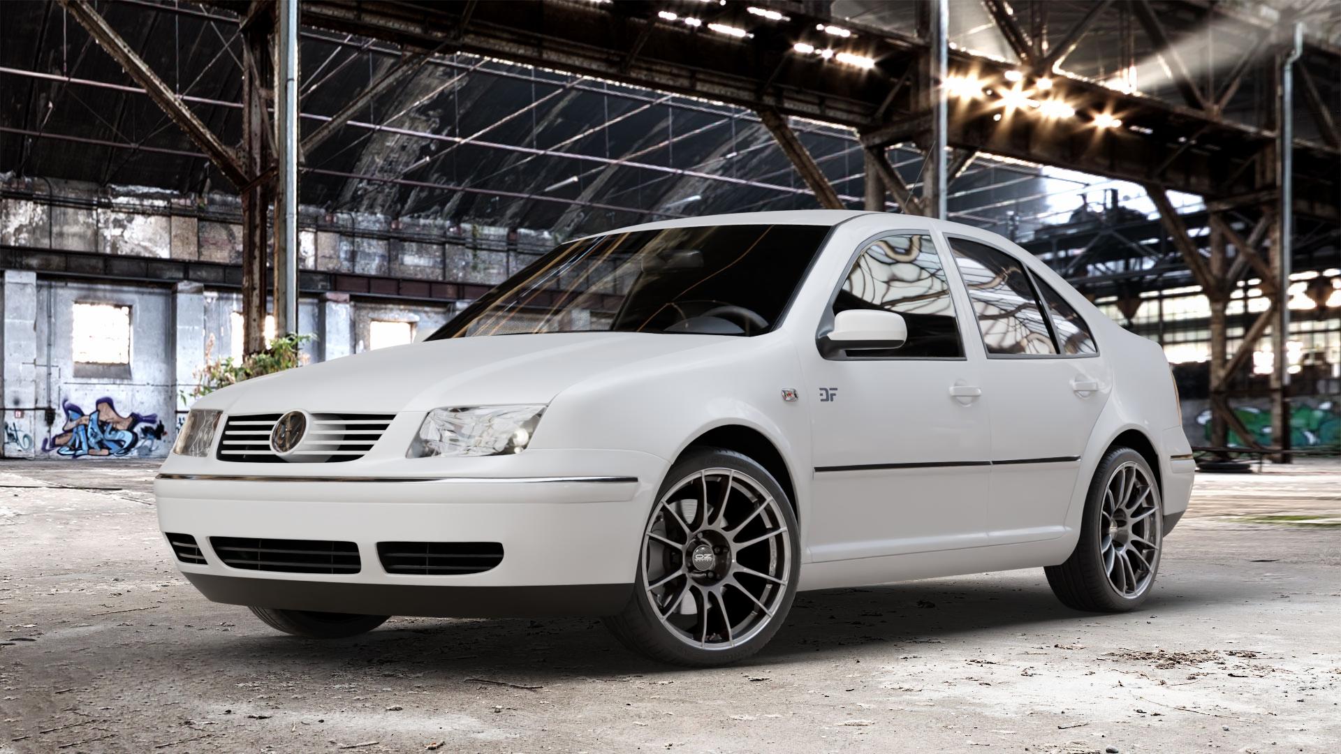OZ RACING ULTRALEGGERA CRYSTAL TITANIUM Felge mit Reifen grau silber/grau in 18Zoll Winterfelge Alufelge auf weissem Volkswagen (VW) Bora Variant ⬇️ mit 15mm Tieferlegung ⬇️ Old Industrial Hall_max_4400mm_2024 Frontansicht_1