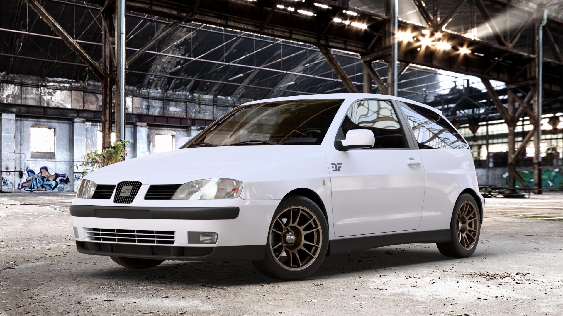 OZ RACING ULTRALEGGERA MATT BRONZE Felge mit Reifen in 15Zoll Winterfelge Alufelge auf weissem Seat Ibiza II Typ 6K Facelift ⬇️ mit 15mm Tieferlegung ⬇️ Old Industrial Hall_max_4400mm_2024 Frontansicht_1