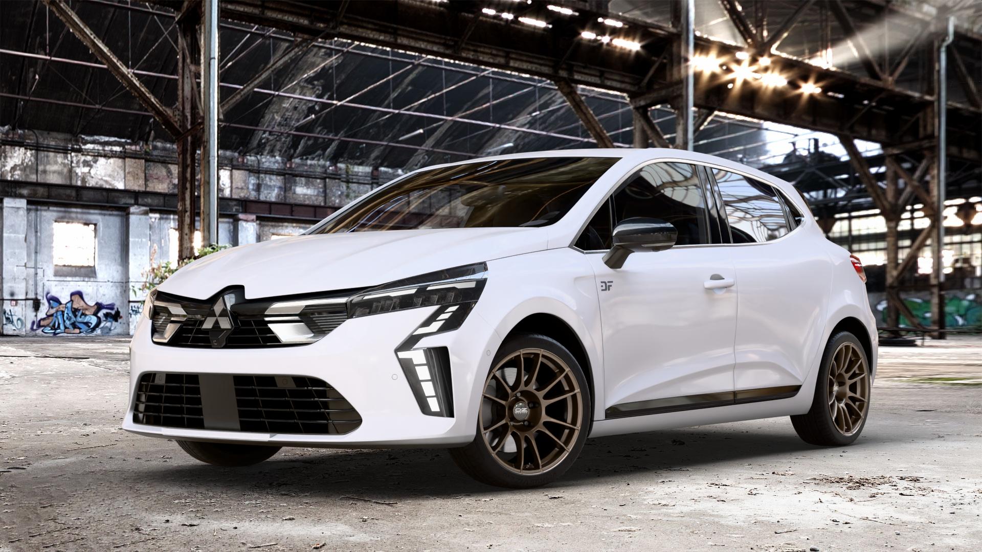 OZ RACING ULTRALEGGERA MATT BRONZE Felge mit Reifen in 17Zoll Winterfelge Alufelge auf weissem Mitsubishi Colt VII Typ RJA 1,0l 49kW (67 PS) Turbo 67kW (91 1,6l 69kW Mild-Hybrid (94 ⬇️ mit 15mm Tieferlegung ⬇️ Old Industrial Hall_max_4400mm_2024 Frontansicht_1