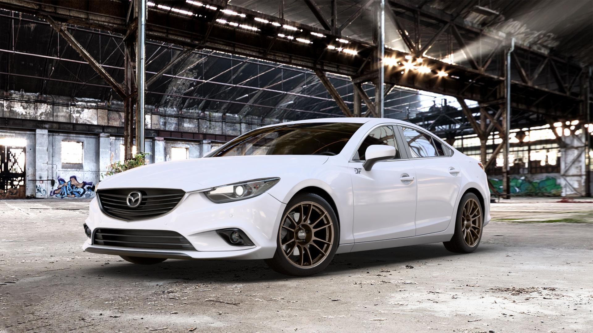 OZ RACING ULTRALEGGERA MATT BRONZE Felge mit Reifen in 18Zoll Winterfelge Alufelge auf weissem Mazda 6 III (12-15) Limousine (GJ/GH) (15-18) (GH) Facelift (GJ) ⬇️ mit 15mm Tieferlegung ⬇️ Old Industrial Hall_max_5300mm_2024 Frontansicht_1