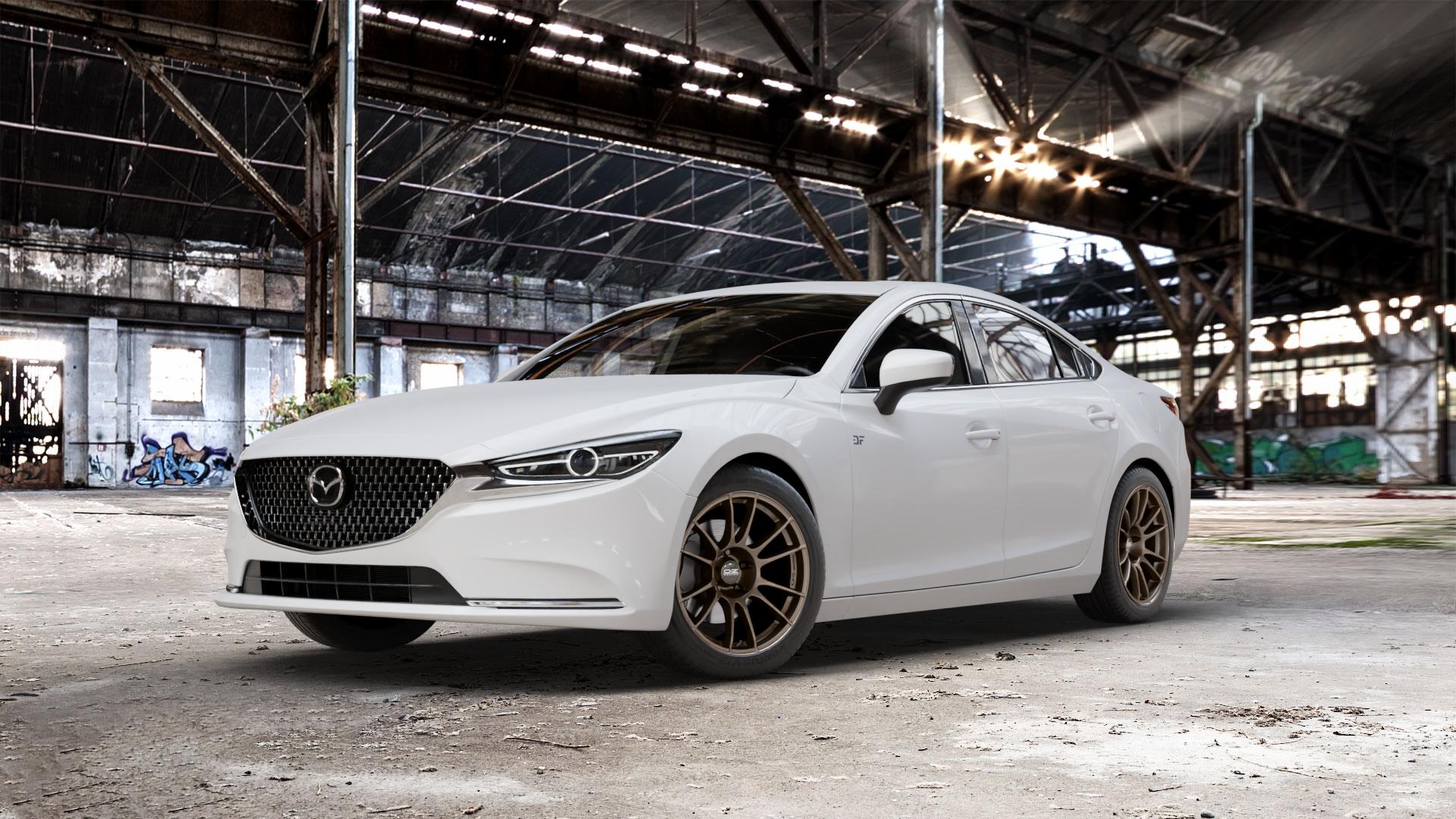 OZ RACING ULTRALEGGERA MATT BRONZE Felge mit Reifen in 18Zoll Winterfelge Alufelge auf weissem Mazda 6 III (18-) Limousine (GH) Facelift ⬇️ mit 15mm Tieferlegung ⬇️ Old Industrial Hall_max_5300mm_2024 Frontansicht_1
