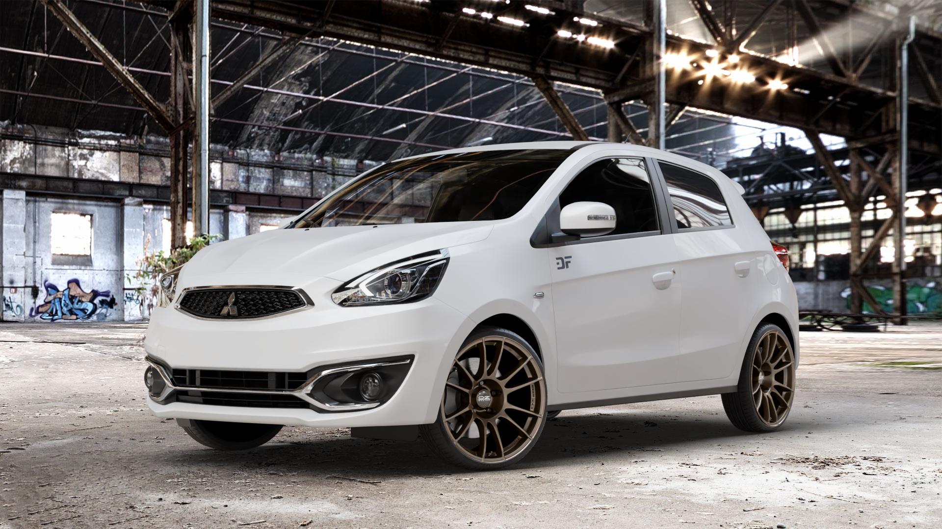 OZ RACING ULTRALEGGERA MATT BRONZE Felge mit Reifen in 18Zoll Winterfelge Alufelge auf weissem Mitsubishi Space Star II Typ A00 Facelift ⬇️ mit 15mm Tieferlegung ⬇️ Old Industrial Hall_max_4400mm_2024 Frontansicht_1