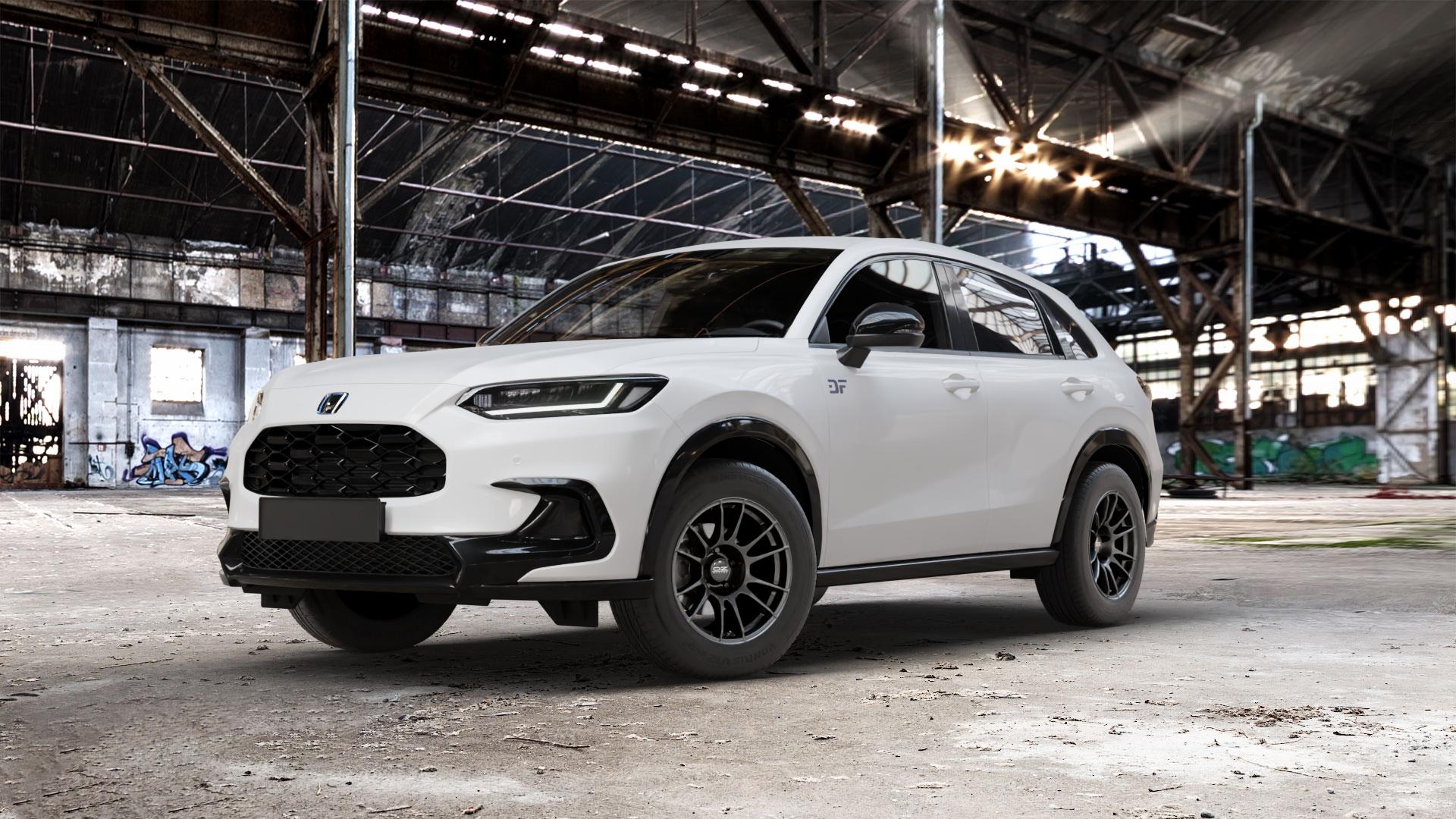 OZ RACING ULTRALEGGERA MATT GRAPHITE Felge mit Reifen grau anthrazit grau/silber in 16Zoll Winterfelge Alufelge auf weissem Honda ZR-V Typ RZ ⬇️ mit 15mm Tieferlegung ⬇️ Old Industrial Hall_max_5300mm_2024 Frontansicht_1