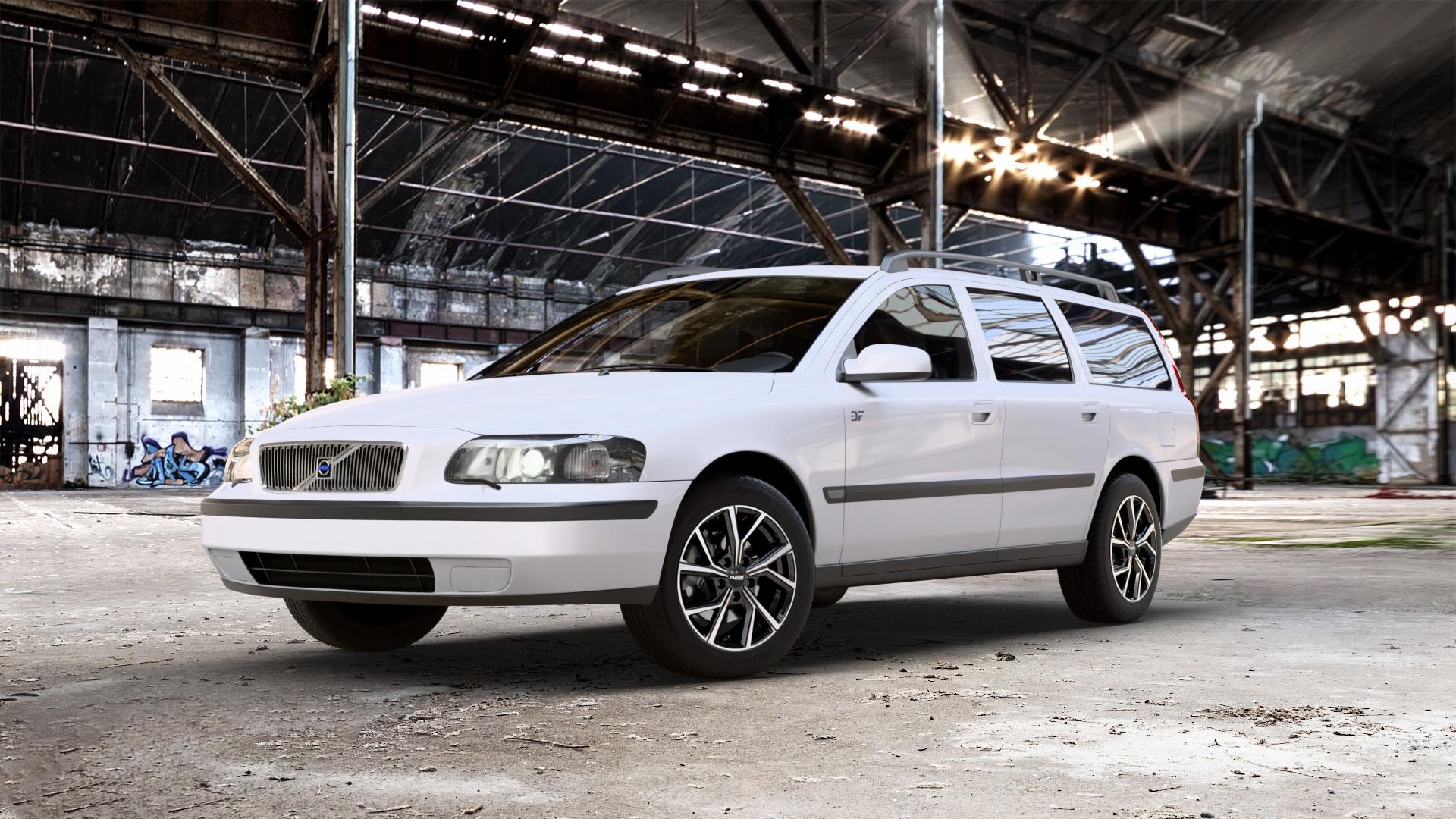 Platin Wheels P 115 black polished Felge mit Reifen silber schwarz in 16Zoll Alufelge auf weissem Volvo V70 II Typ S 2,4l 125kW (170 PS) D5 120kW (163 2,0l T 132kW (179 2,3l T5 184kW (250 103kW (140 Bifue D 93kW (126 96kW (131 136kW (185 AWD 147kW (200 191kW ⬇️ mit 15mm Tieferlegung ⬇️ Old Industrial Hall_max_5300mm_2024 Frontansicht_1