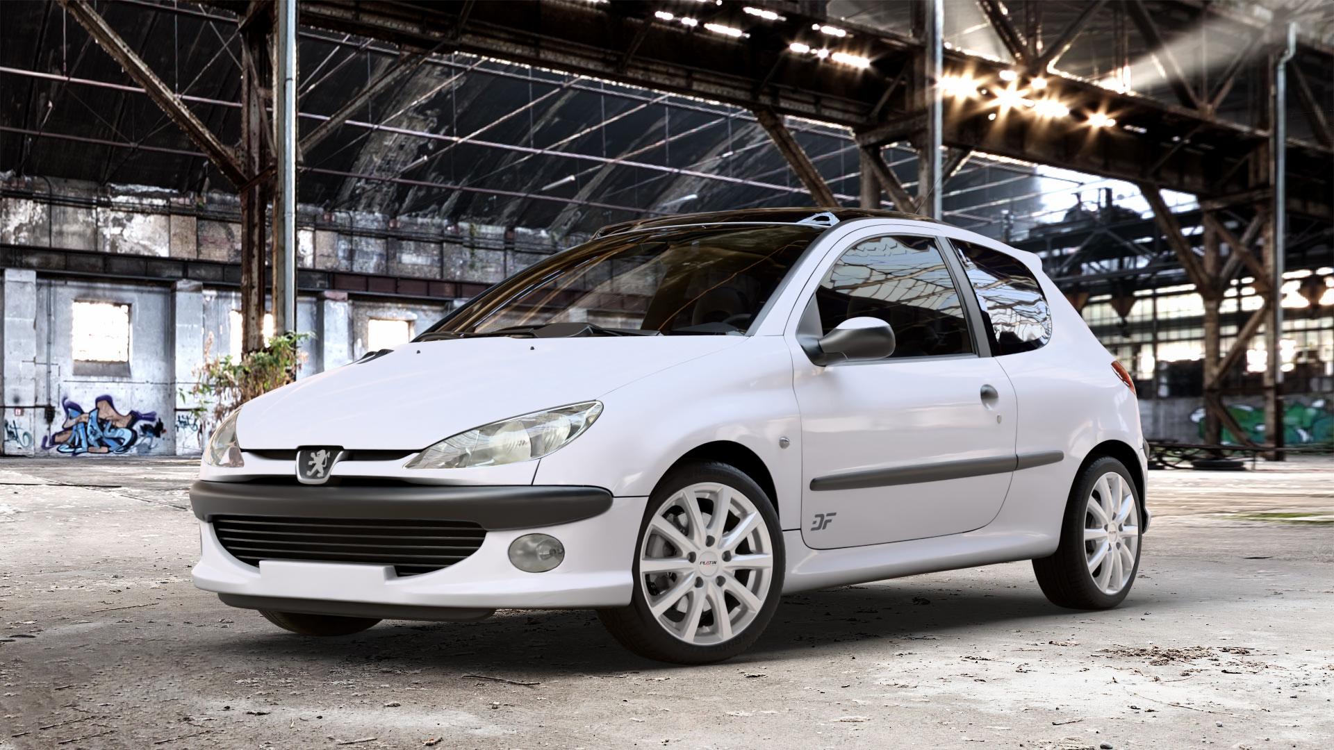 Platin Wheels P 69 polarsilber Felge mit Reifen in 16Zoll Winterfelge Alufelge auf weissem Peugeot 206 1,1l 40kW (54 PS) 44kW (60 1,4l 55kW (75 1,6l 65kW (88 2,0l RC 130kW (177 S16 99kW (135 100kW (136 GT HDi eco 50kW (68 1,9l D 51kW (69 16V 66kW (90 F ⬇️ mit 15mm Tieferlegung ⬇️ Old Industrial Hall_max_4400mm_2024 Frontansicht_1