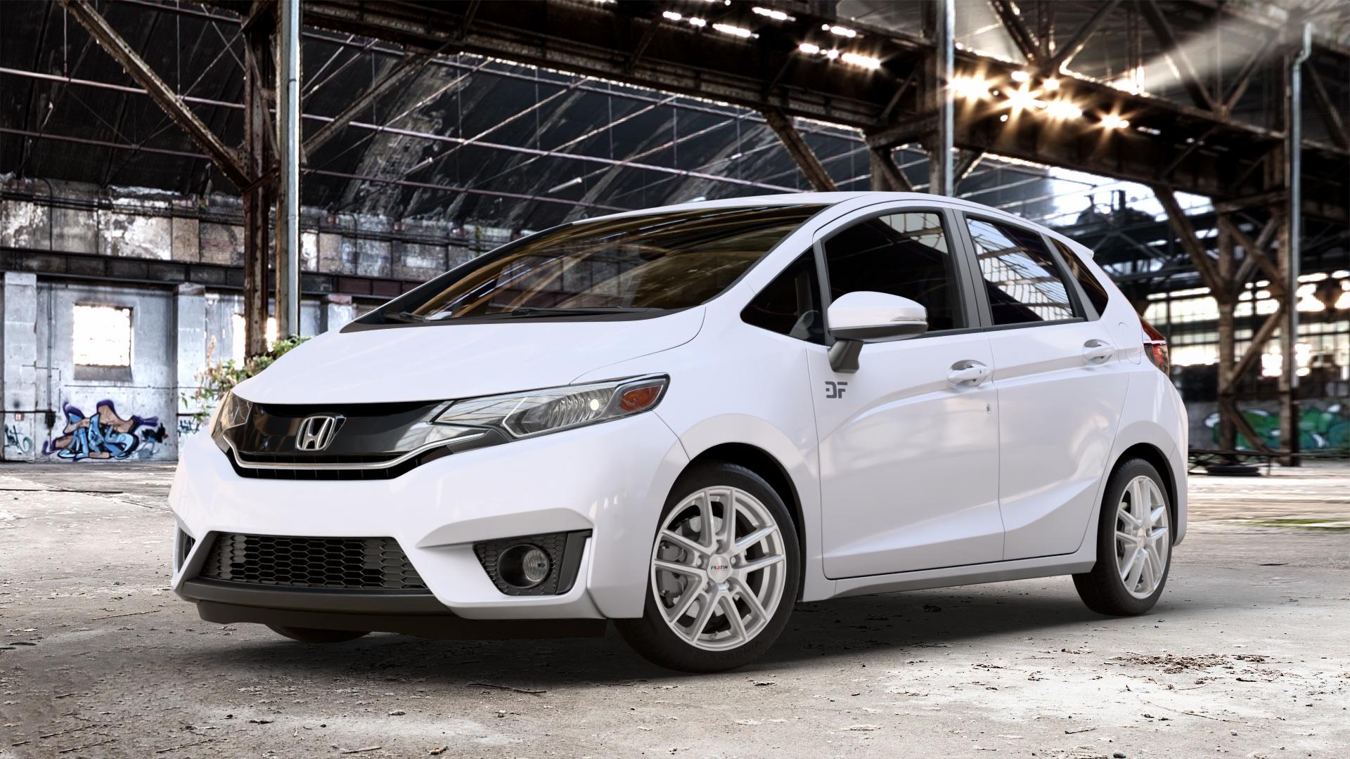 Platin Wheels P 73 polarsilber Felge mit Reifen in 16Zoll Winterfelge Alufelge auf weissem Honda Jazz IV (GK) ⬇️ mit 15mm Tieferlegung ⬇️ Old Industrial Hall_max_4400mm_2024 Frontansicht_1