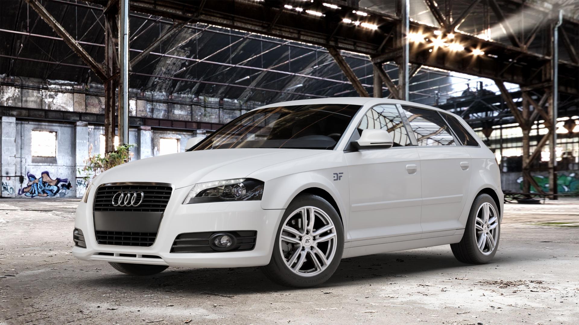 RC Design RC27 kristallsilber lackiert Felge mit Reifen in 16Zoll Winterfelge Alufelge auf weissem Audi A3 Typ 8P (Sportback) 1,6l 75kW (102 PS) 2,0l FSI 110kW (150 1,9l TDI 77kW (105 103kW (140 TFSI 147kW (200 85kW (116 100kW (136 1,8l 118kW (160 125kW (170 1 ⬇️ mit 15mm Tieferlegung ⬇️ Old Industrial Hall_max_4400mm_2024 Frontansicht_1