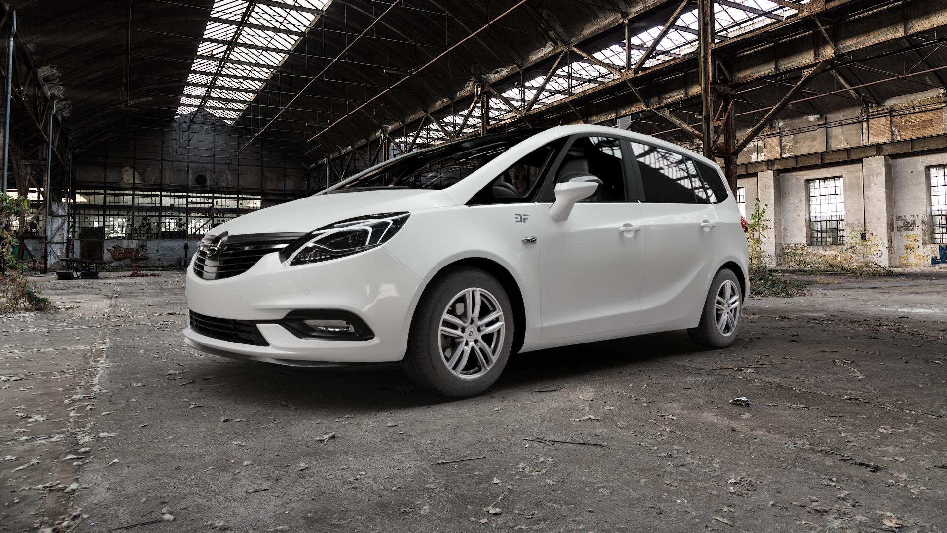 RC Design RC27 kristallsilber lackiert Felge mit Reifen in 16Zoll Winterfelge Alufelge auf weissem Opel Zafira C Tourer Facelift ⬇️ mit 15mm Tieferlegung ⬇️ Old Industrial Hall_max5000mm_2022 Frontansicht_1