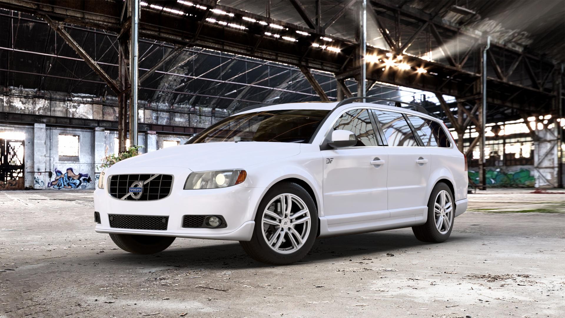 RC Design RC27 kristallsilber lackiert Felge mit Reifen in 17Zoll Winterfelge Alufelge auf weissem Volvo V70 III Typ B 2,0l 107kW (145 PS) D 100kW (136 1,6l T4 132kW (179 T 149kW (203 D3 120kW (163 DRIVe 80kW (109 84kW (114 D4 133kW (181 ⬇️ mit 15mm Tieferlegung ⬇️ Old Industrial Hall_max_5300mm_2024 Frontansicht_1