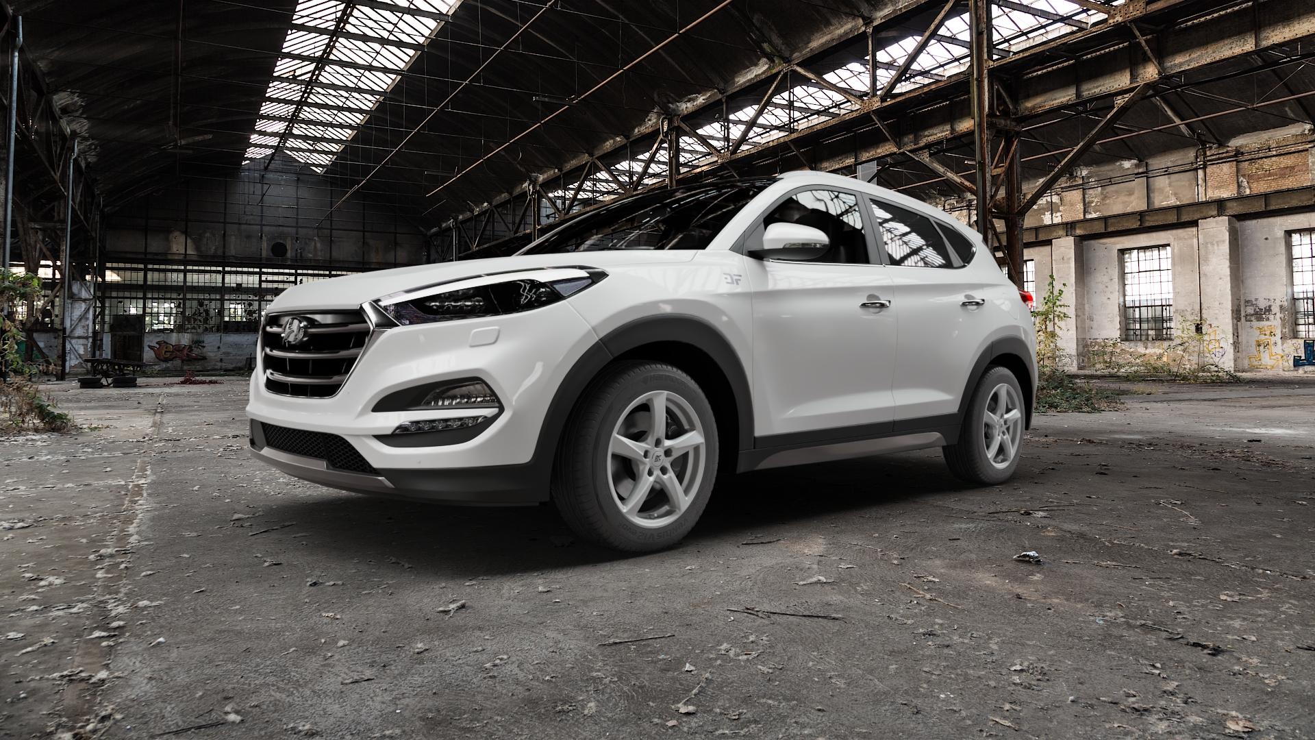 RC Design RC30 kristallsilber lackiert Felge mit Reifen in 17Zoll Winterfelge Alufelge auf weissem Hyundai Tucson II Typ TLE TL Facelift ⬇️ mit 15mm Tieferlegung ⬇️ Old Industrial Hall_max5000mm_2022 Frontansicht_1