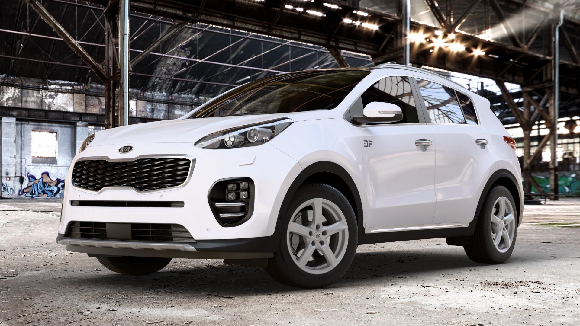 RC Design RC30 kristallsilber lackiert Felge mit Reifen in 17Zoll Winterfelge Alufelge auf weissem Kia Sportage IV Typ QL QLE ⬇️ mit 15mm Tieferlegung ⬇️ Old Industrial Hall_max_4400mm_2024 Frontansicht_1