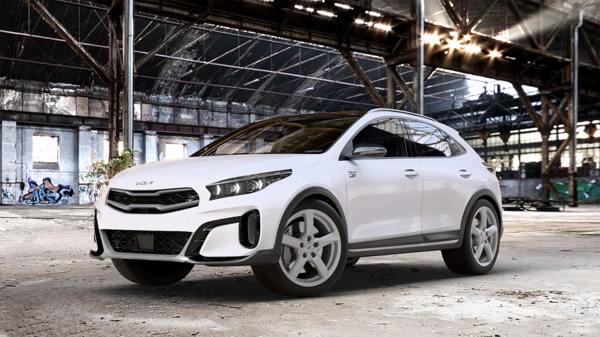 RC Design RC30 kristallsilber lackiert Felge mit Reifen in 17Zoll Winterfelge Alufelge auf weissem Kia XCeed Typ CD Facelift 1,0l T-GDI 88kW (120 PS) 1,5l 118kW Mild-Hybrid (160 1,6l GDI 77kW Hybrid (105 CRDi 100kW (136 150kW (204 103kW (140 ⬇️ mit 15mm Tieferlegung ⬇️ Old Industrial Hall_max_4400mm_2024 Frontansicht_1