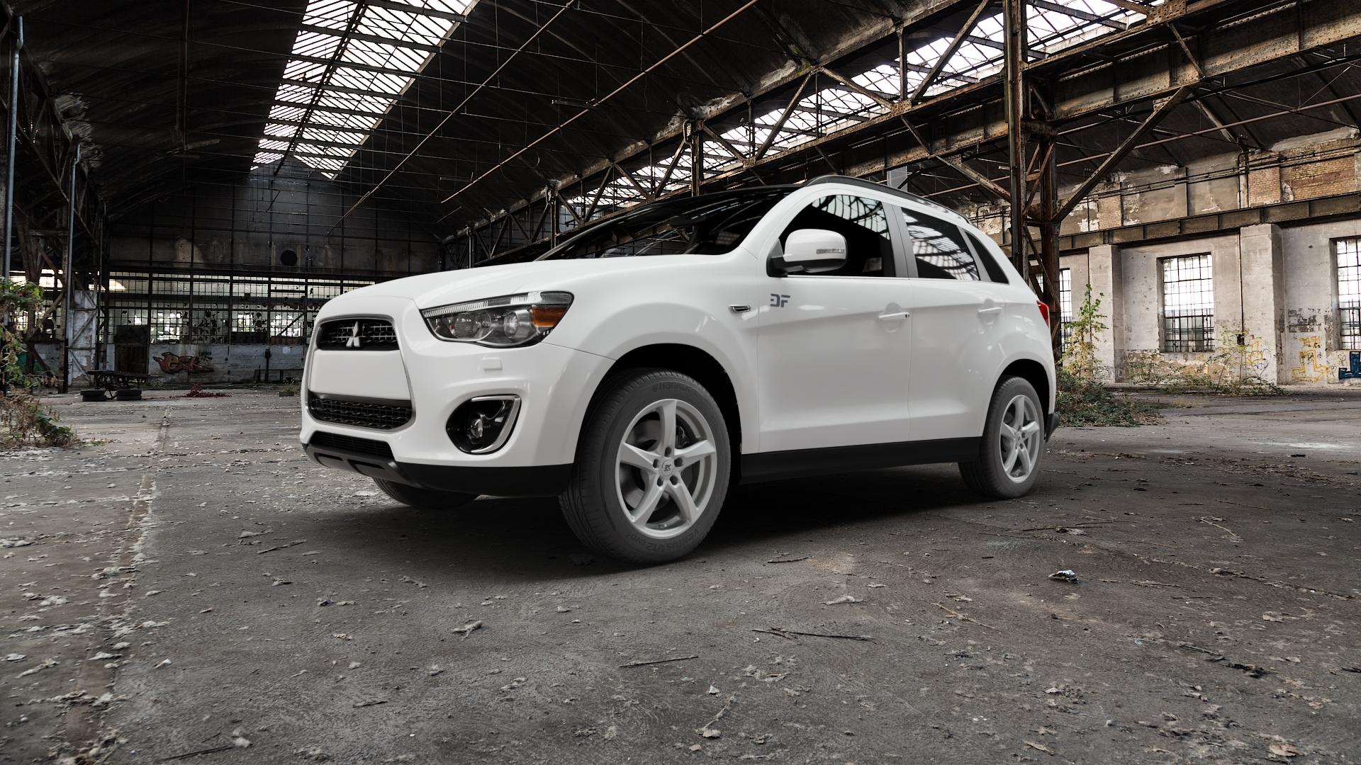 RC Design RC30 kristallsilber lackiert Felge mit Reifen in 17Zoll Winterfelge Alufelge auf weissem Mitsubishi ASX Typ GA0 Facelift 12-> ⬇️ mit 15mm Tieferlegung ⬇️ Old Industrial Hall_max5000mm_2022 Frontansicht_1