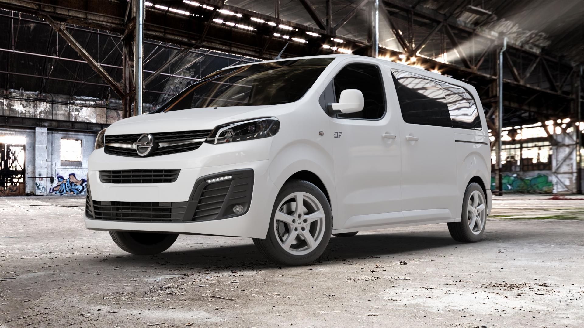 RC Design RC30 kristallsilber lackiert Felge mit Reifen in 17Zoll Winterfelge Alufelge auf weissem Opel Zafira Life Typ V ⬇️ mit 15mm Tieferlegung ⬇️ Old Industrial Hall_max_5300mm_2024 Frontansicht_1