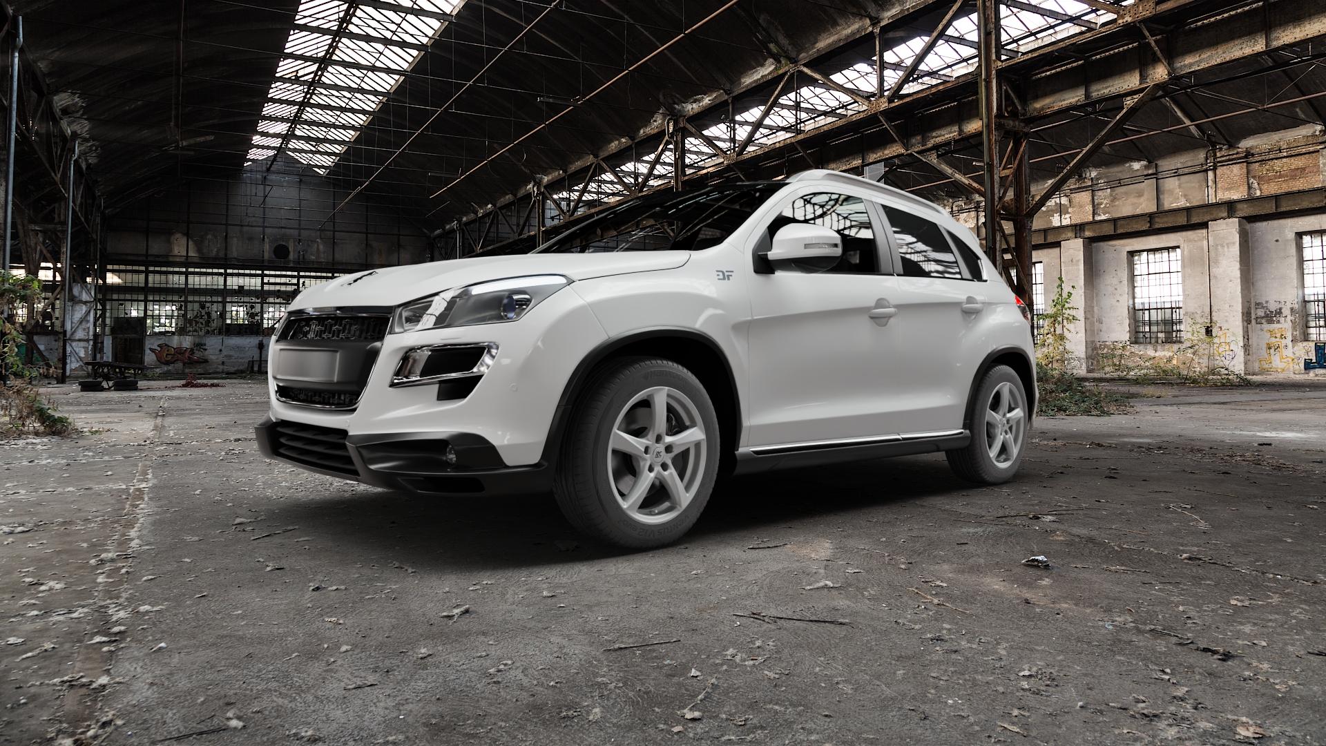 RC Design RC30 kristallsilber lackiert Felge mit Reifen in 17Zoll Winterfelge Alufelge auf weissem Peugeot 4008 ⬇️ mit 15mm Tieferlegung ⬇️ Old Industrial Hall_max5000mm_2022 Frontansicht_1