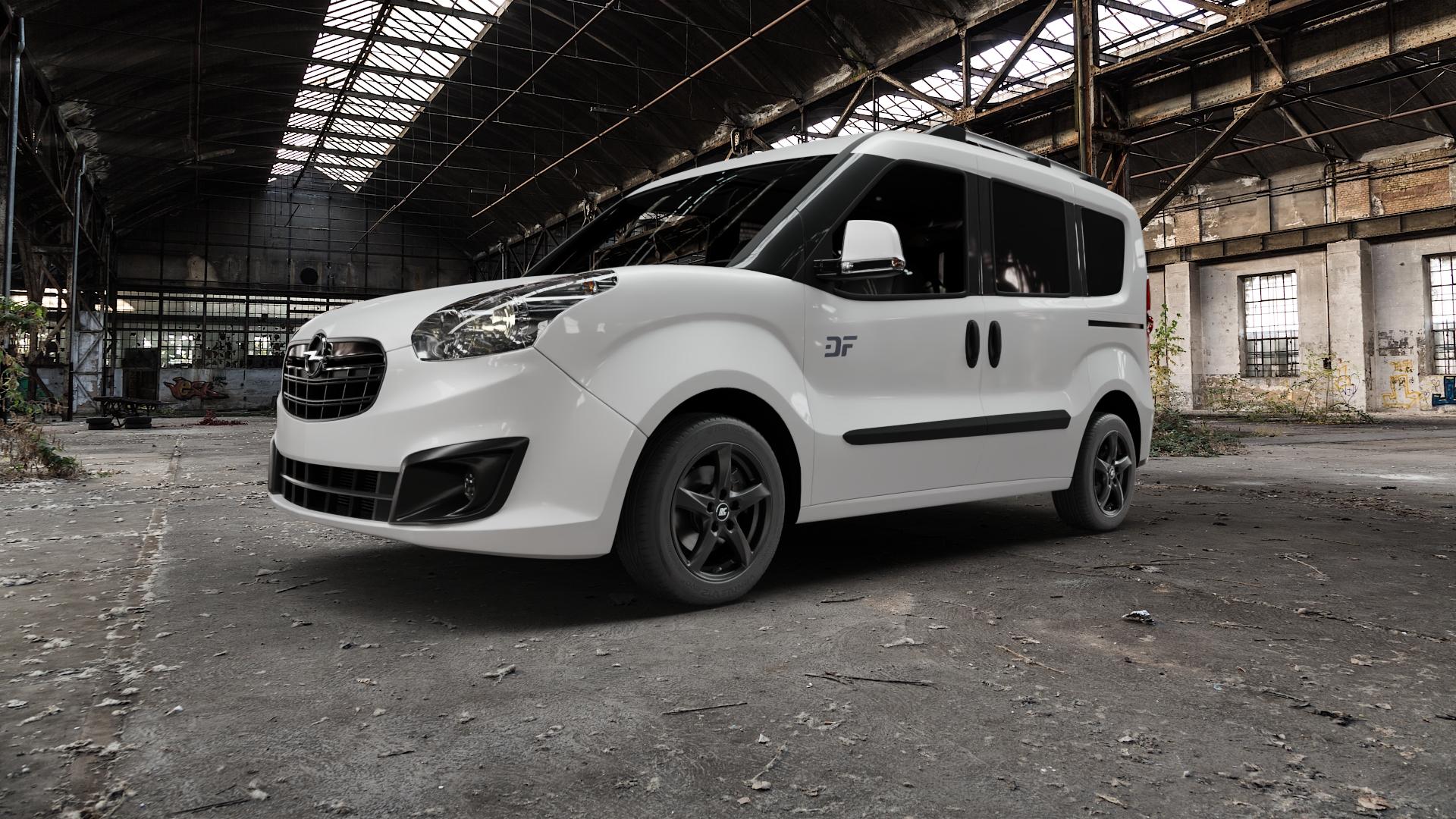 RC Design RC30 schwarz lackiert Felge mit Reifen in 16Zoll Winterfelge Alufelge auf weissem Opel Combo D ⬇️ mit 15mm Tieferlegung ⬇️ Old Industrial Hall_max5000mm_2022 Frontansicht_1