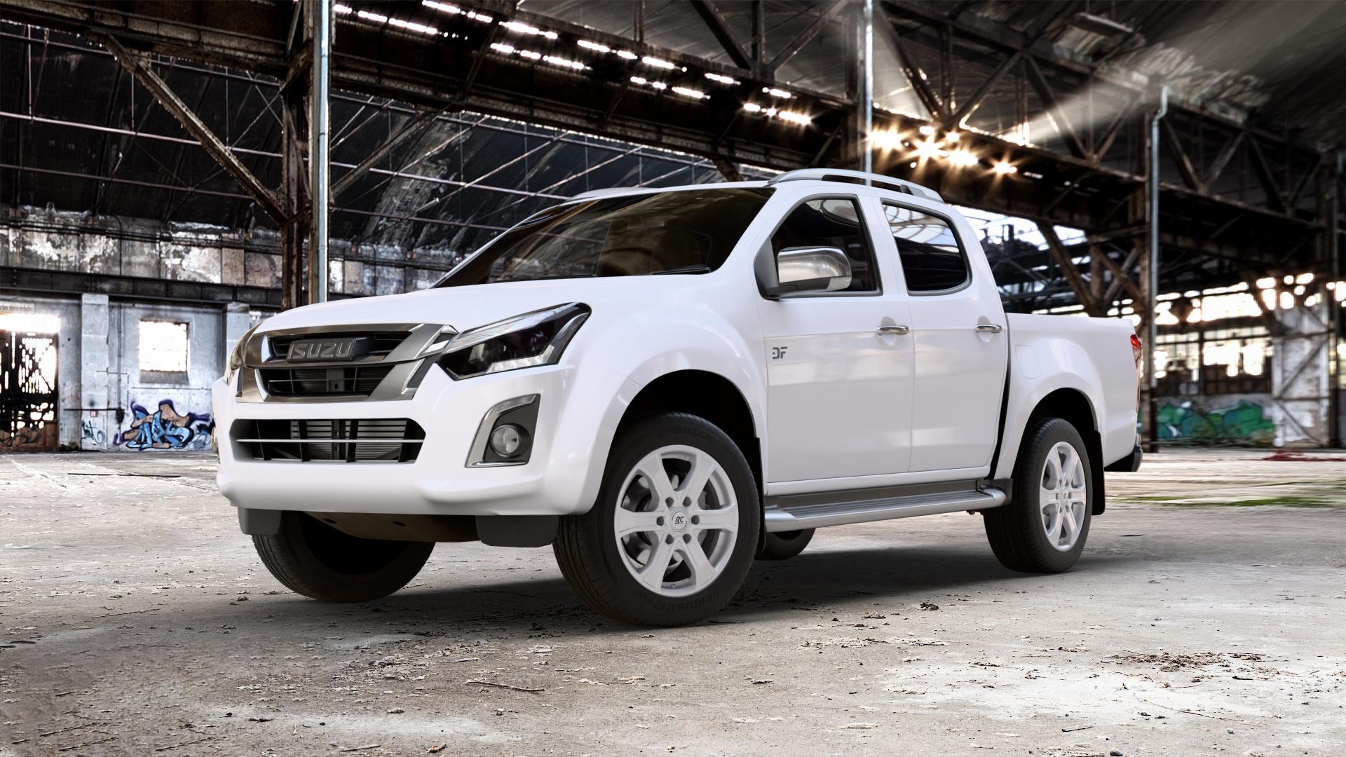 RC Design RC31 kristallsilber lackiert Felge mit Reifen in 18Zoll Winterfelge Alufelge auf weissem Isuzu D-Max II Typ ATFS 2,5l D 120kW 4WD (163 PS) ATFR Facelift 1,9l ⬇️ mit 15mm Tieferlegung ⬇️ Old Industrial Hall_max_5300mm_2024 Frontansicht_1