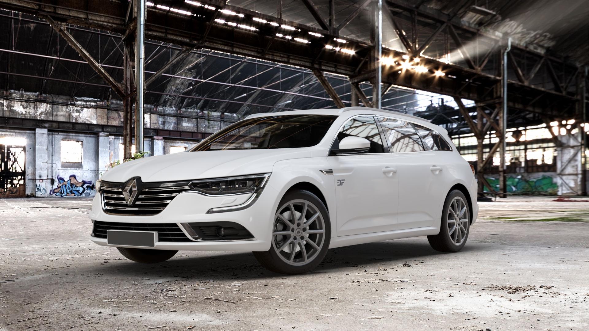 RC Design RC32 ferric-grey matt-lackiert Felge mit Reifen grau in 18Zoll Winterfelge Alufelge auf weissem Renault Talisman Grandtour Typ RFD ⬇️ mit 15mm Tieferlegung ⬇️ Old Industrial Hall_max_5300mm_2024 Frontansicht_1