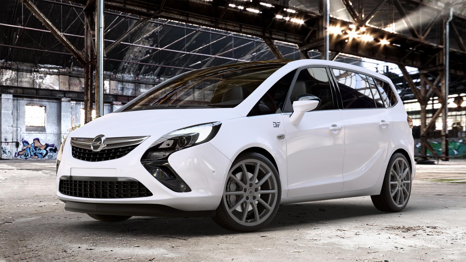 RC Design RC32 ferric-grey matt-lackiert Felge mit Reifen grau in 19Zoll Winterfelge Alufelge auf weissem Opel Zafira C Tourer ⬇️ mit 15mm Tieferlegung ⬇️ Old Industrial Hall_max_4400mm_2024 Frontansicht_1