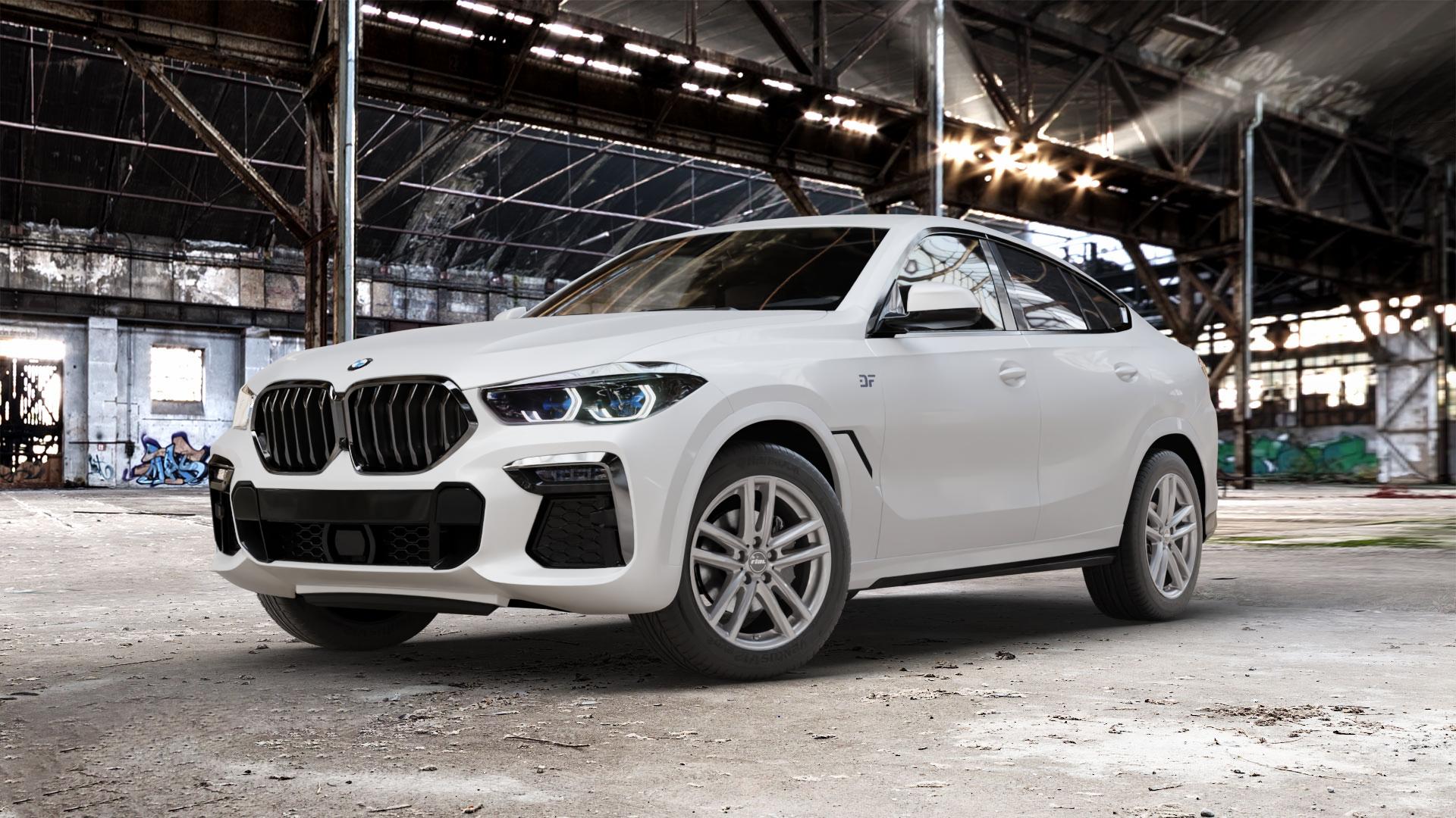 RIAL X10 metal-grey Felge mit Reifen grau in 19Zoll Winterfelge Alufelge auf weissem BMW X6 Typ G06 (G6X) 3,0l xDrive30d 195kW (265 PS) xDrive40i 250kW (340 155kW (211 183kW (249 M50d xDrive 294kW (400 4,4l M50i 390kW (530 ⬇️ mit 15mm Tieferlegung ⬇️ Old Industrial Hall_max_5300mm_2024 Frontansicht_1