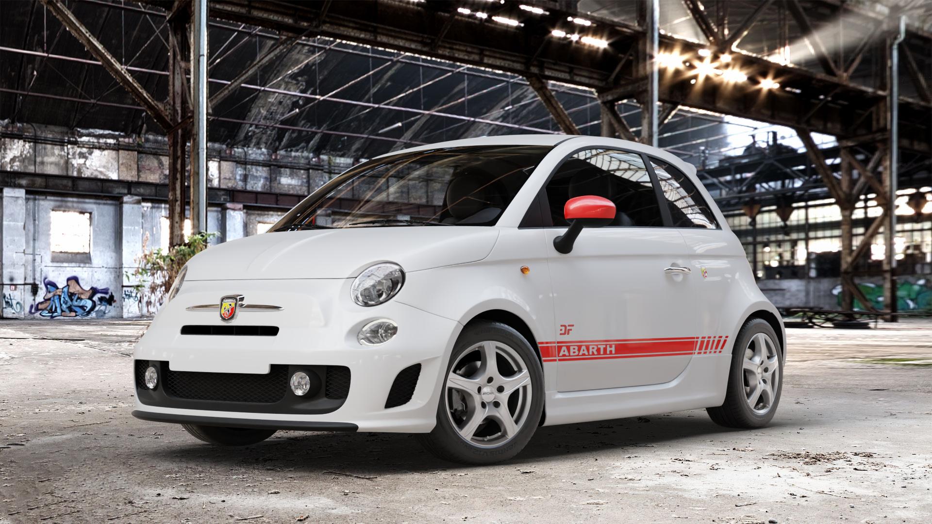 RONAL R56 KRISTALLSILBER Felge mit Reifen in 15Zoll Winterfelge Alufelge auf weissem Fiat 500 Typ 312 1,4l Abarth 16V 99kW (135 PS) 118kW (160 132kW (179 103kW (140 695 Biposto 139kW (189 Facelift 595 107kW (145 120kW (163 Turismo 121kW (165 Comp ⬇️ mit 15mm Tieferlegung ⬇️ Old Industrial Hall_max_4400mm_2024 Frontansicht_1
