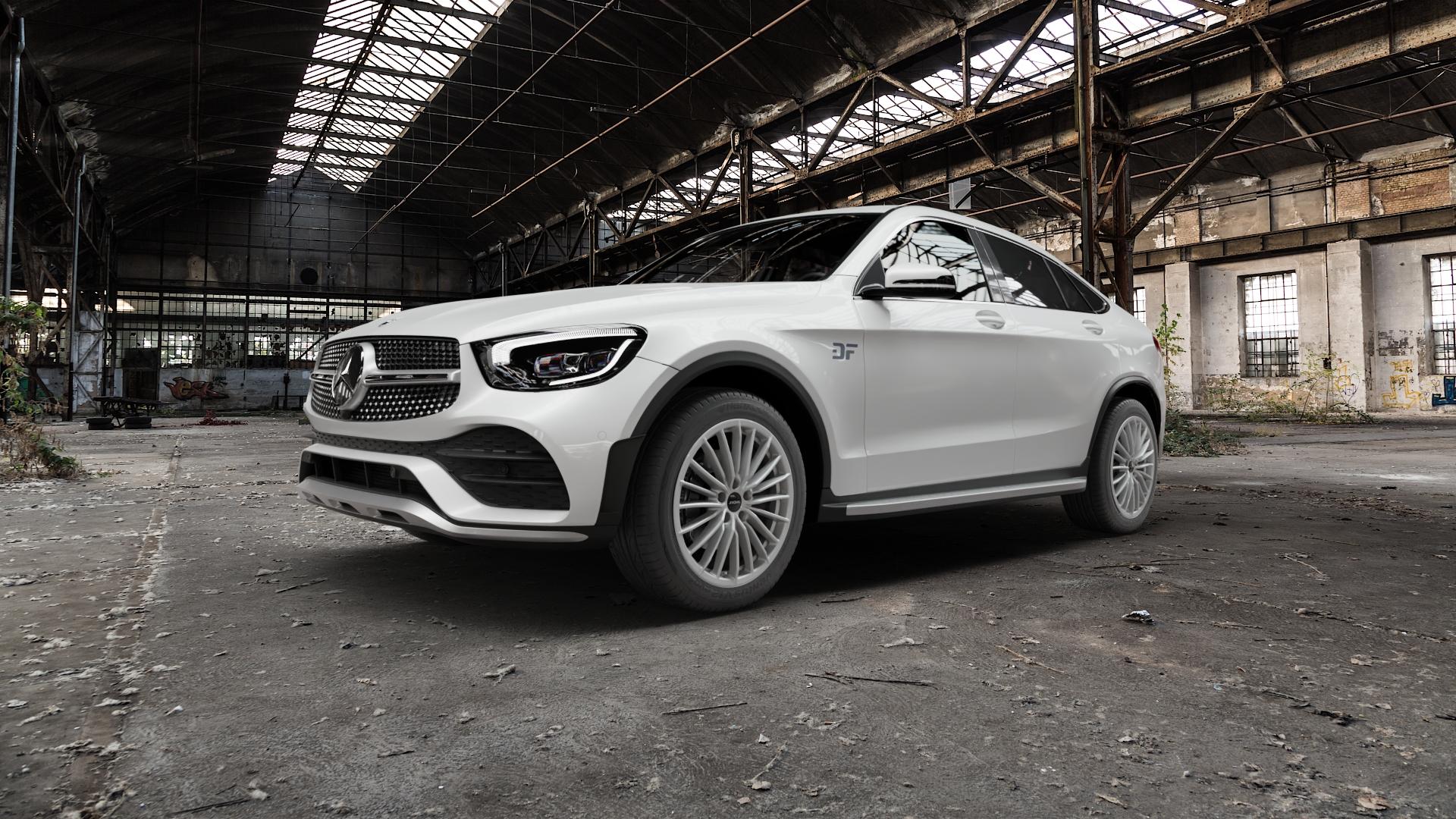 RONAL R68 HYPER GREY Felge mit Reifen grau silber in 19Zoll Winterfelge Alufelge auf weissem Mercedes GLC-Klasse Coupe Typ C253 Facelift ⬇️ mit 15mm Tieferlegung ⬇️ Old Industrial Hall_max5000mm_2022 Frontansicht_1